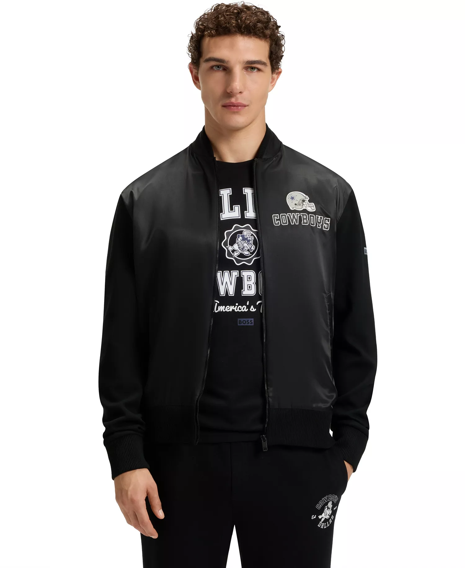 BOSS x DALLAS COWBOYS Helmet Graphic Bomber Jacket - Black - M