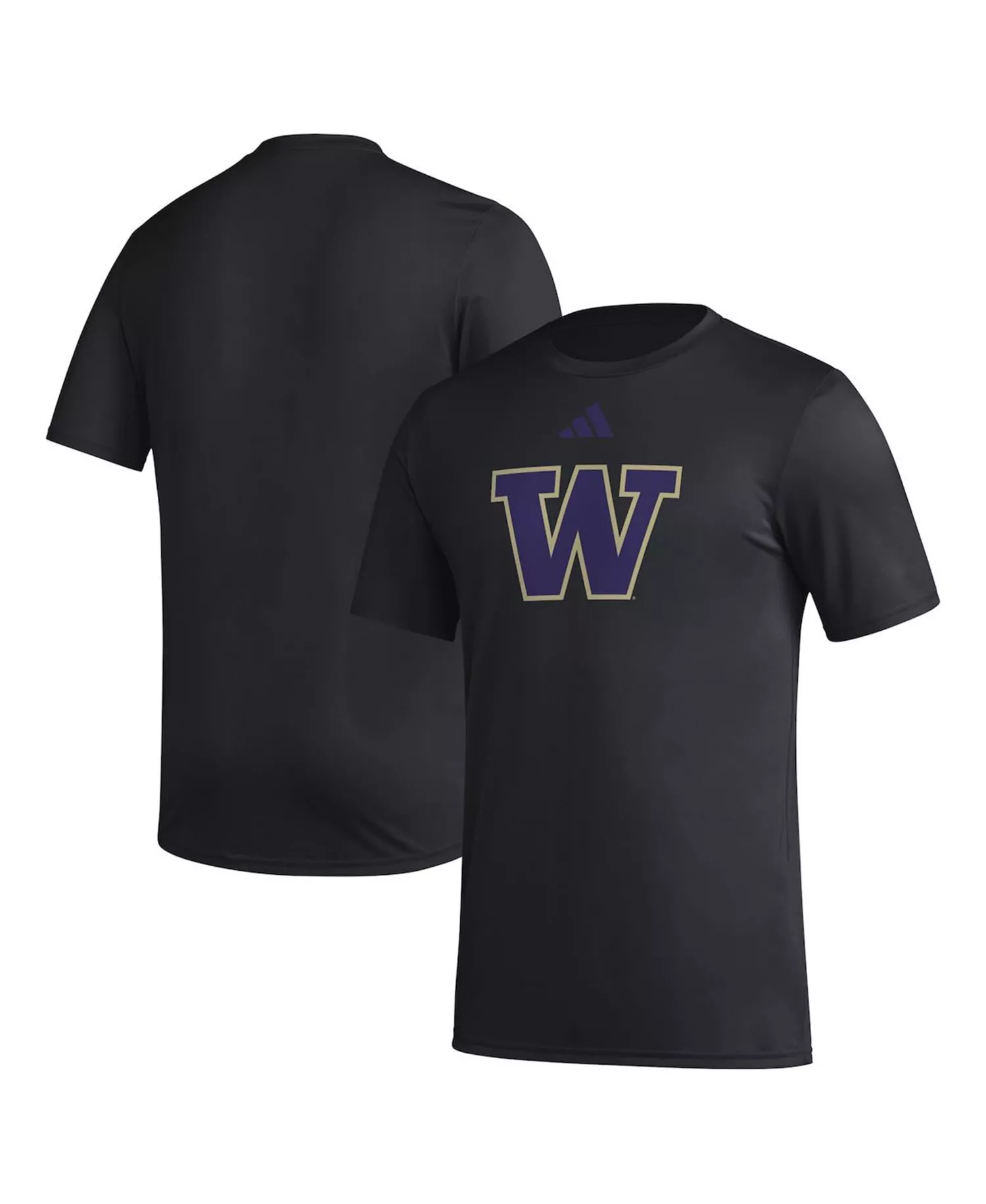 Men's Washington Huskies Primary Locker Logo Pre-Game AEROREADY T-Shirt - Black - 2XL
