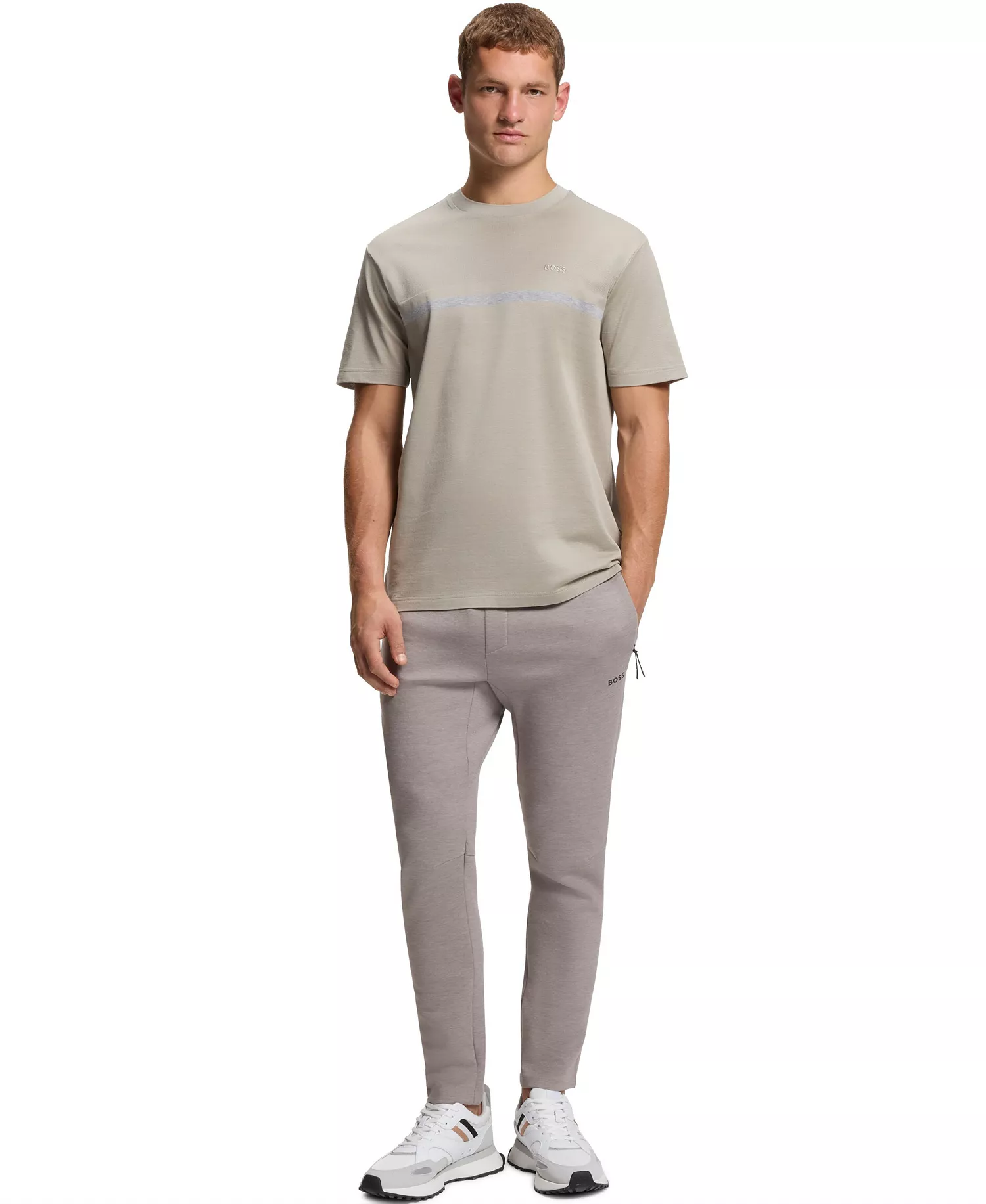 Men's Reflective Detail Regular-Fit Tracksuit Bottom Pants - Open Gray - L