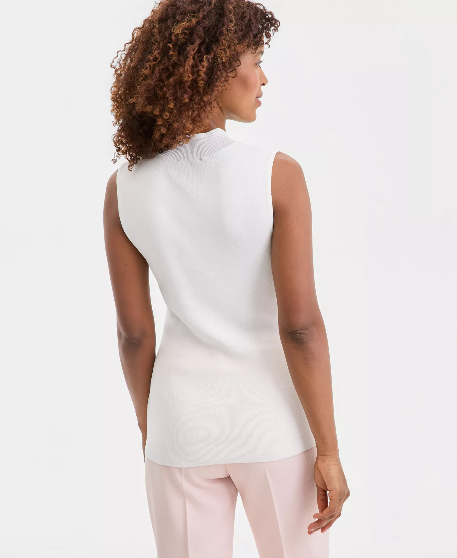 Petite Sleeveless Mock Neck Sweater - Ivory - P/L