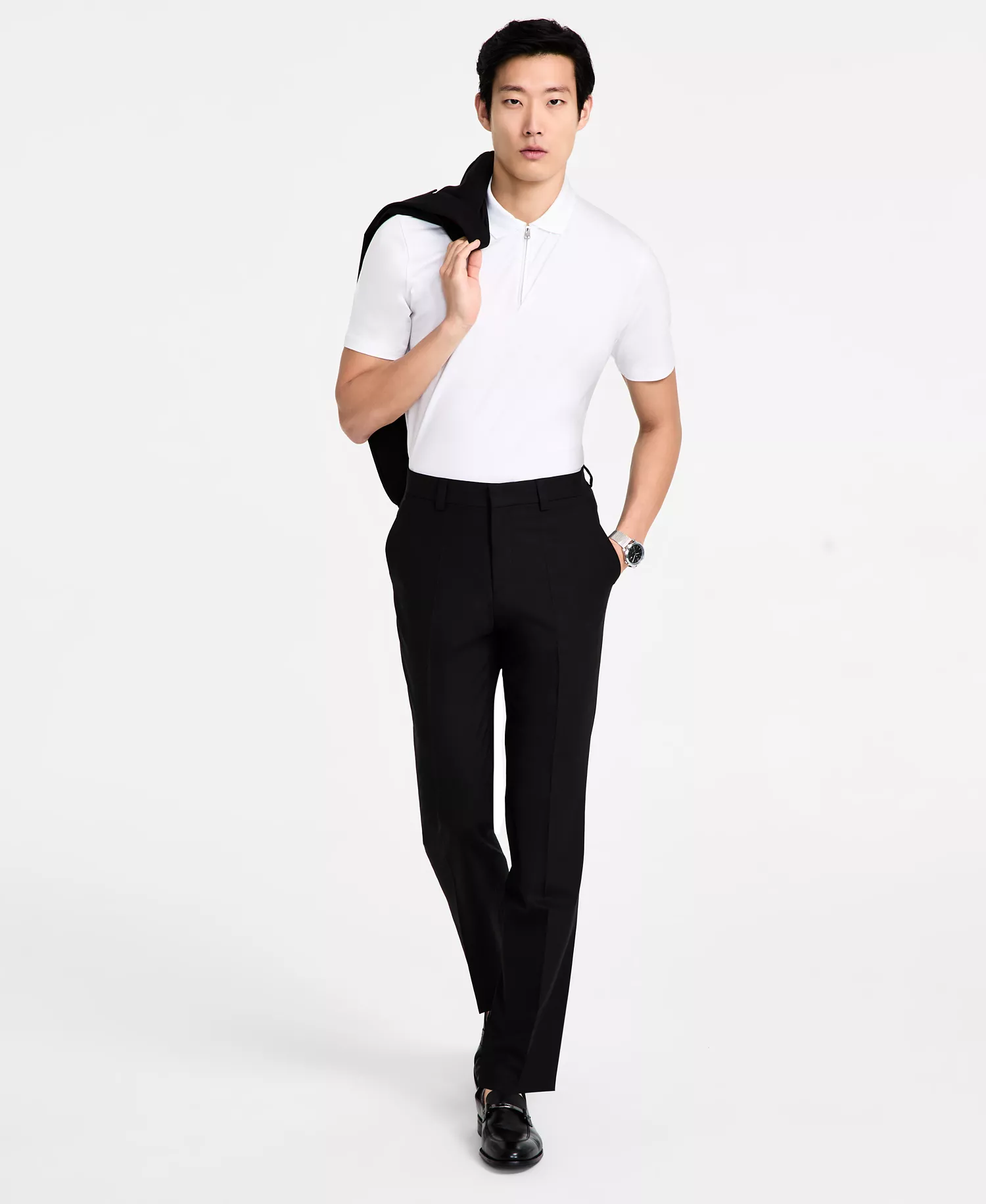 Men's Modern-Fit Wool Blend Suit - Black - 36R