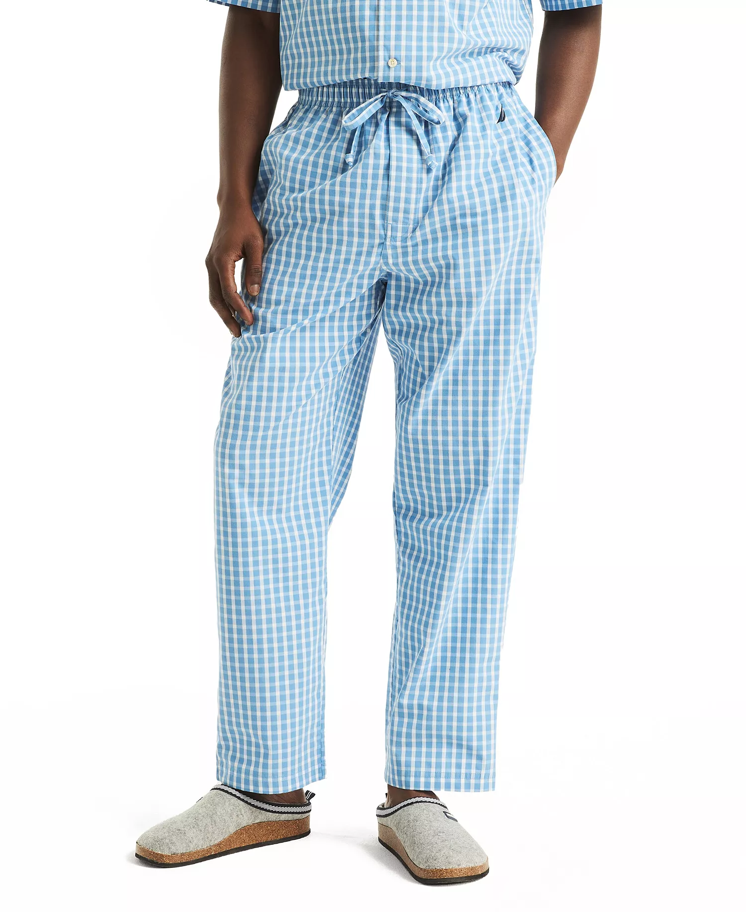 Men's Crafted Plaid Poplin Sleep Pant - Blue Yonder - L