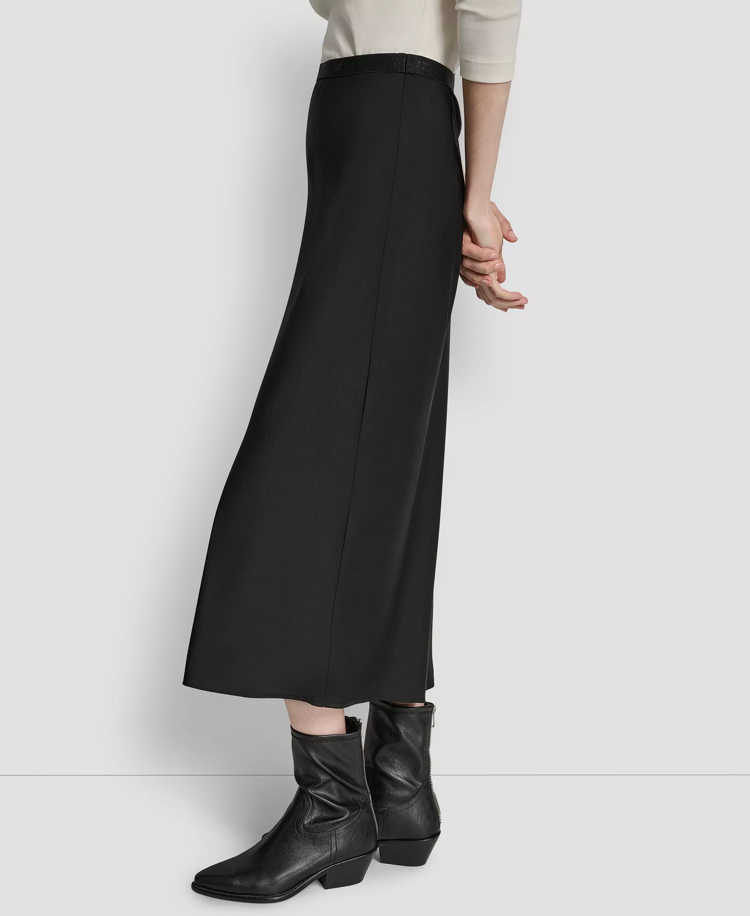 Women's Logo Elastic Waistband Slip Skirt - Black - L