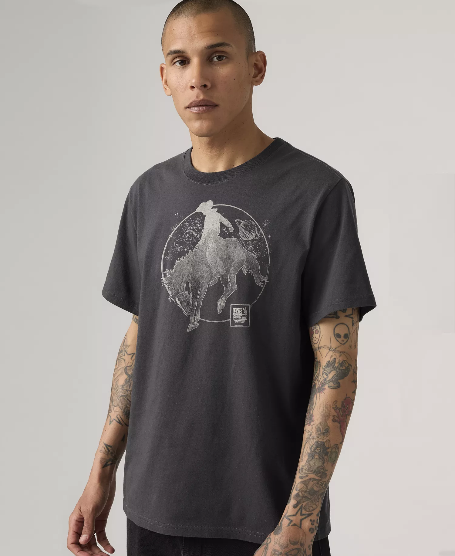 Men's Relaxed-Fit Short-Sleeve Graphic T-Shirt - Cowboy scenic phantom - L