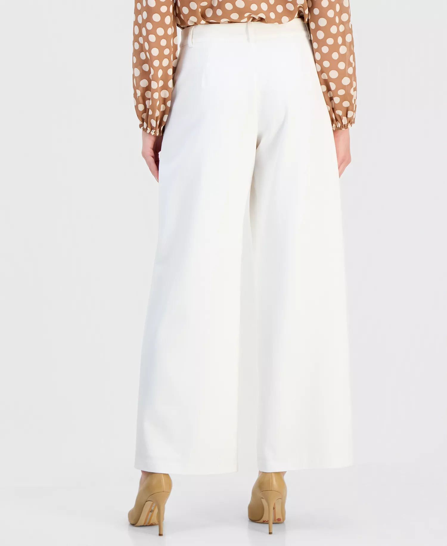 Women's High-Rise Straight Wide-Leg Pants - White Star - 10