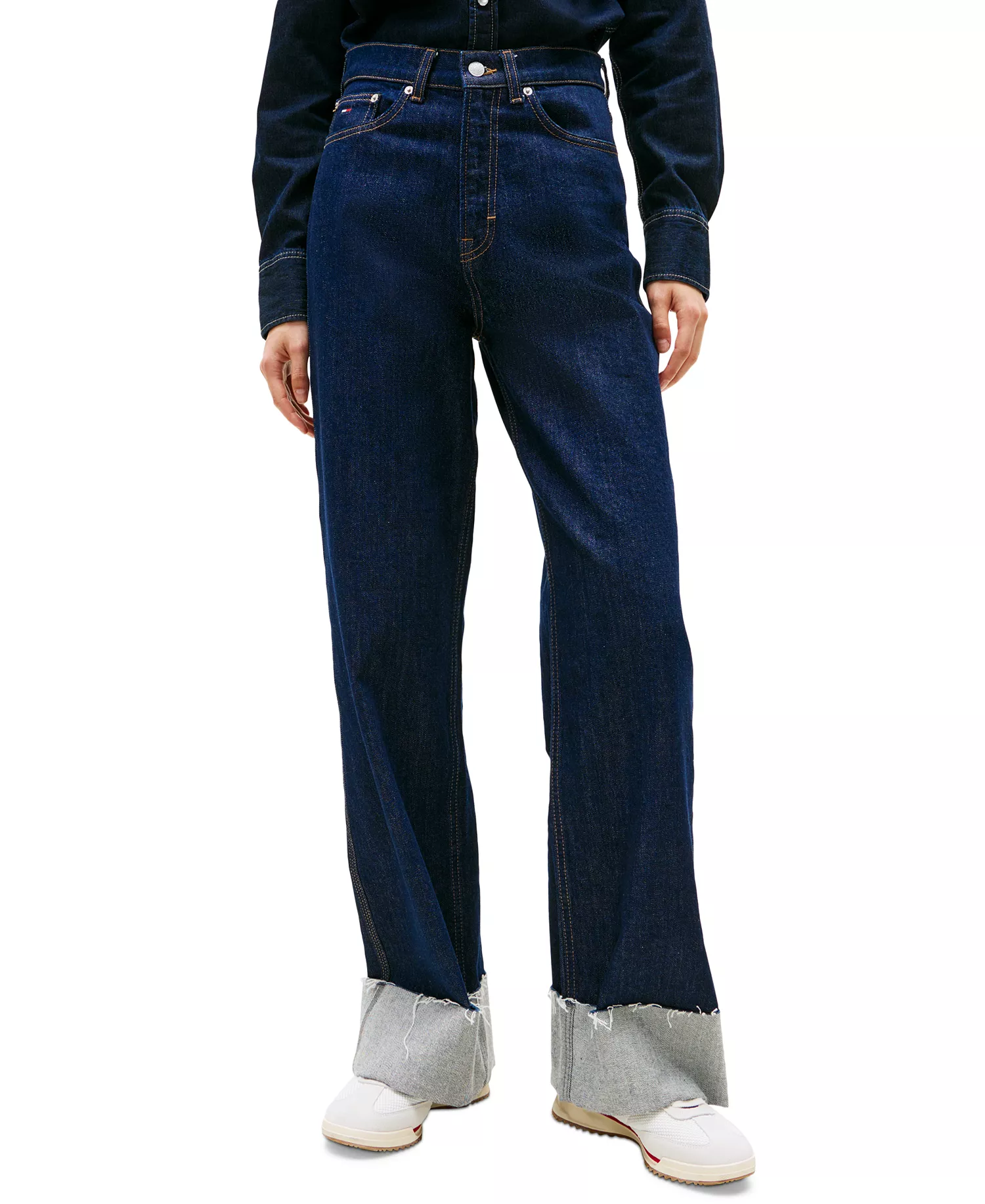 Women's Claire High Rise Cuffed Wide-Leg Jeans - Denim Dark - 24x30