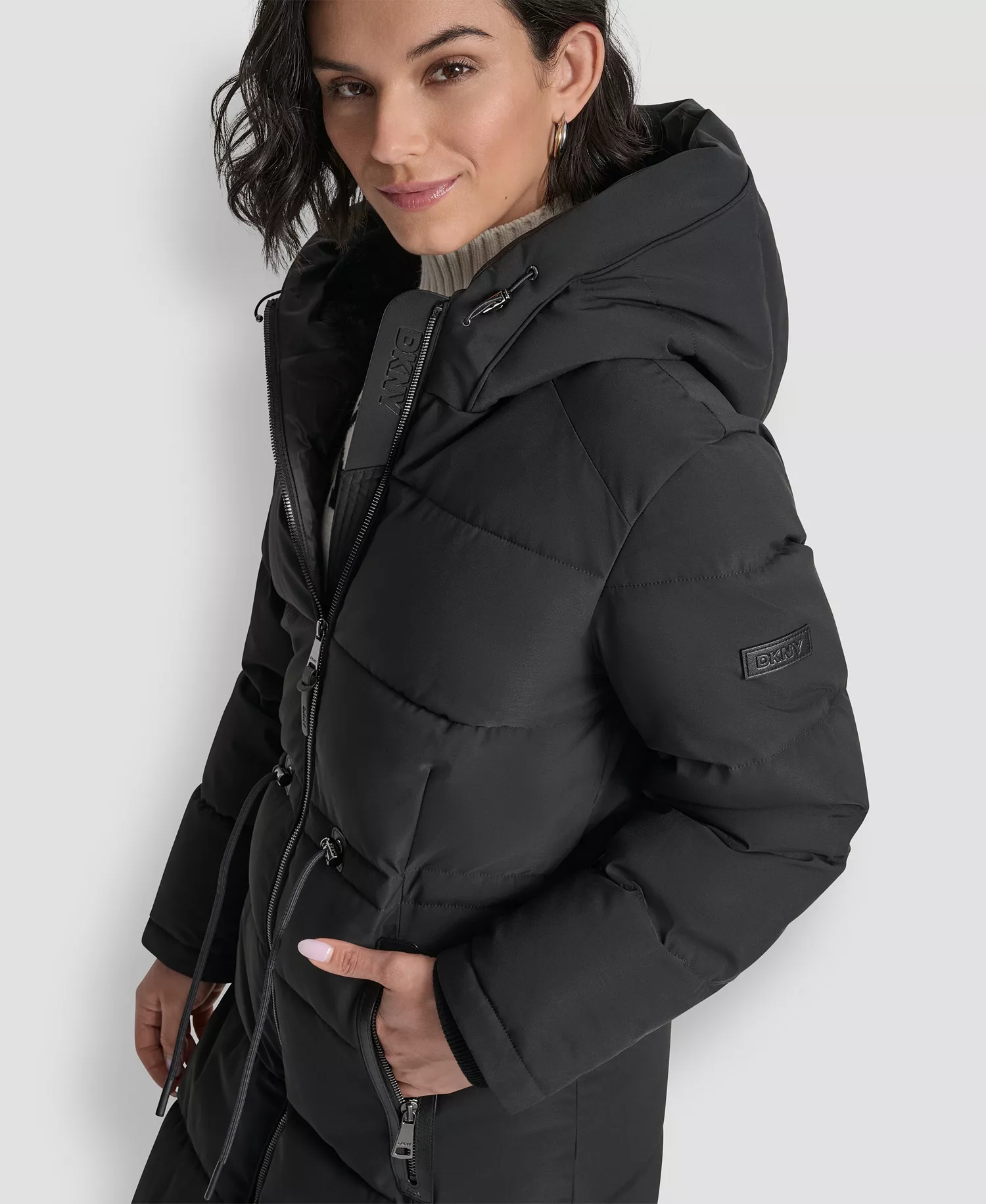 Women's Hooded Anorak Maxi Puffer Coat - Black - L