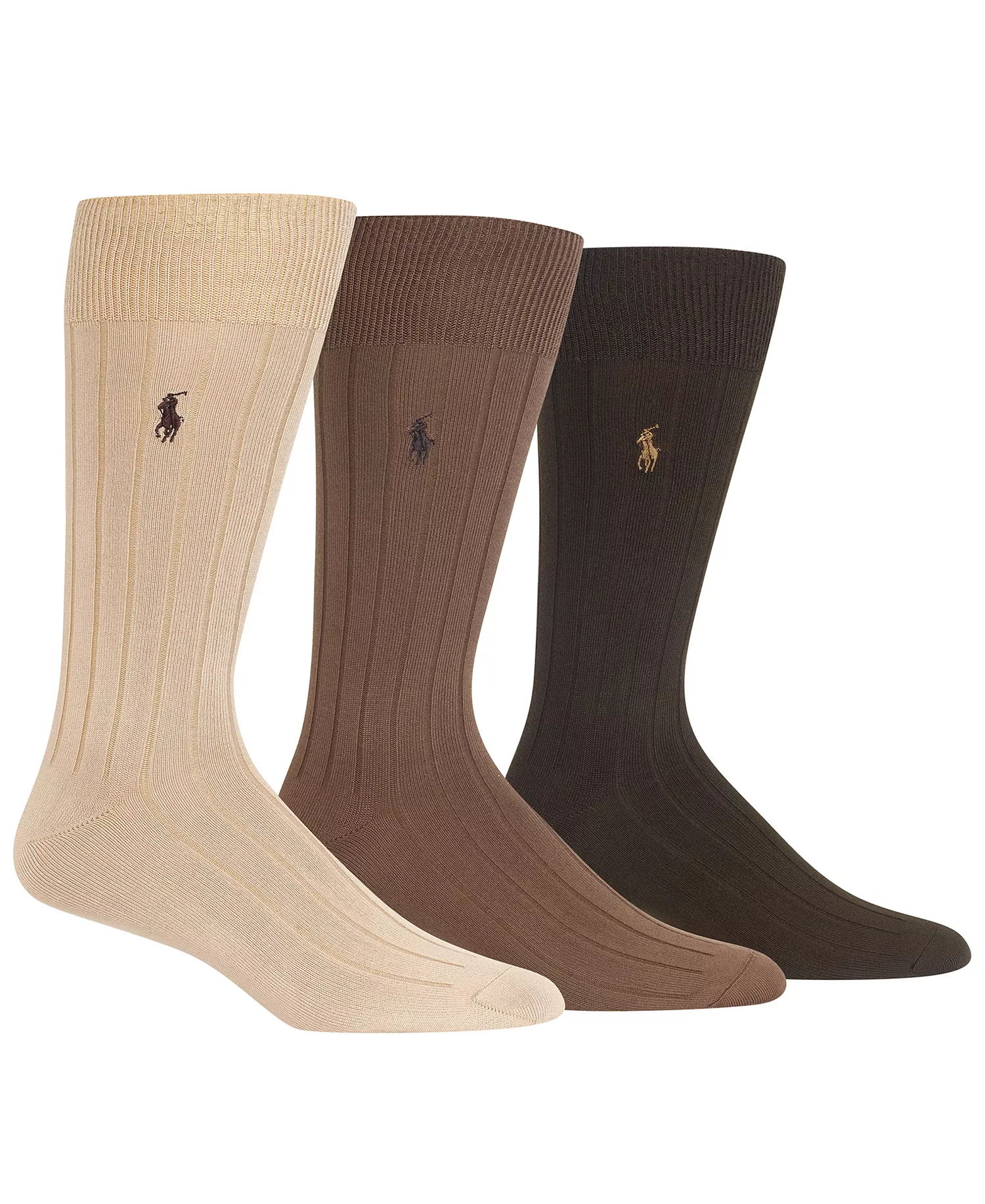 Men's 3-Pk. Supersoft Rib Dress Socks - Brown Assorted - 10-13