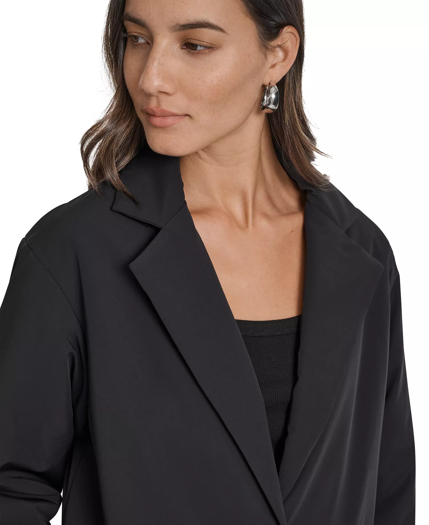 Women's One-Button Puffer Blazer - Black - XS