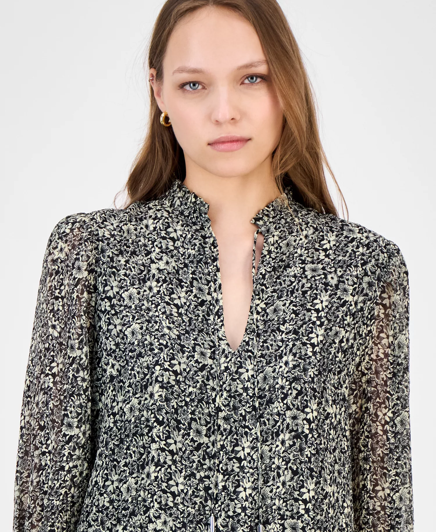 Women's Floral-Print Blouse - Open - 0