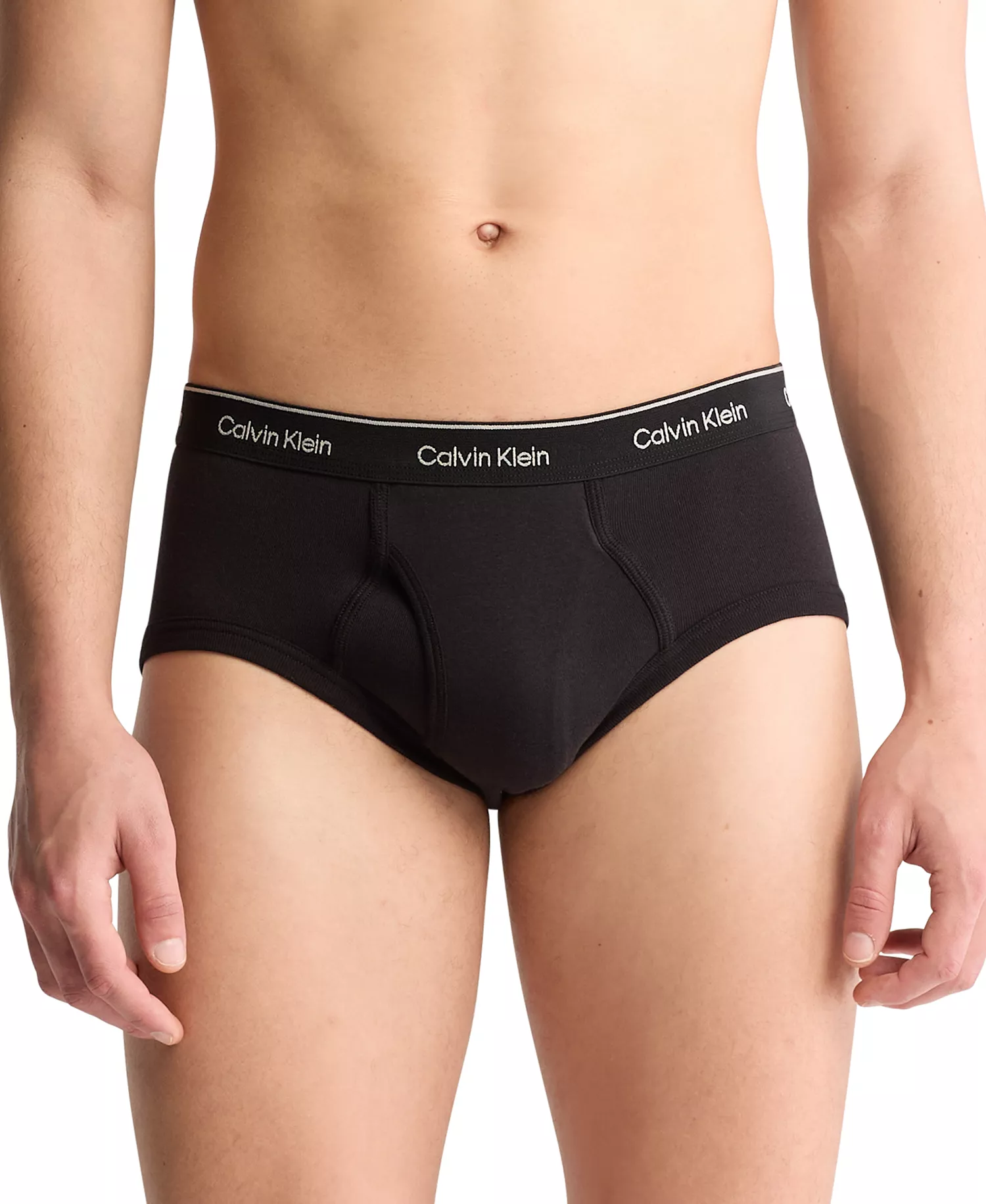 Men's 3-Pack Cotton Classics Briefs - Black with Black Waistband - L