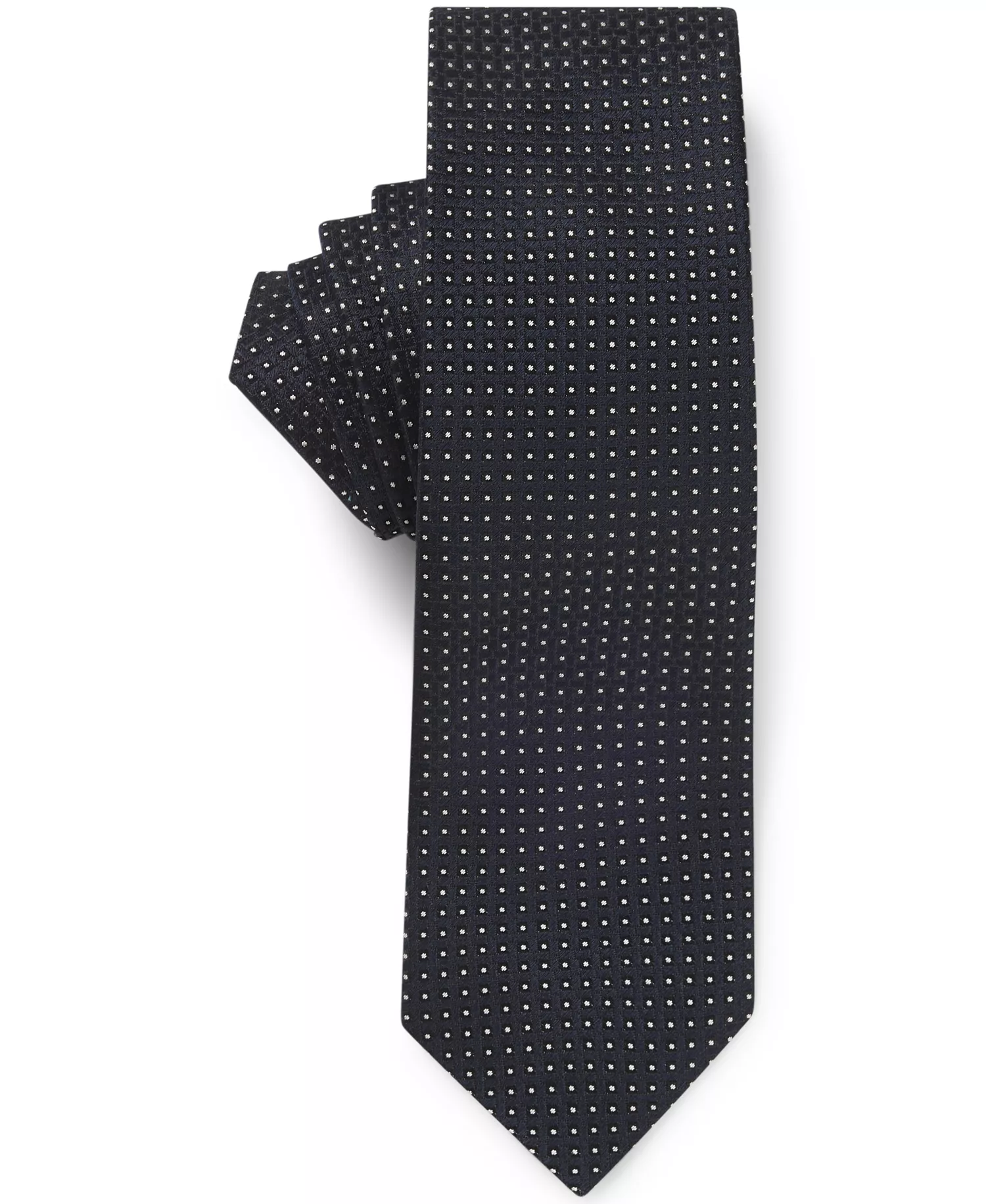 Men's Silk Jacquard Italian-Made Tie - Dark Blue - ONE SIZE