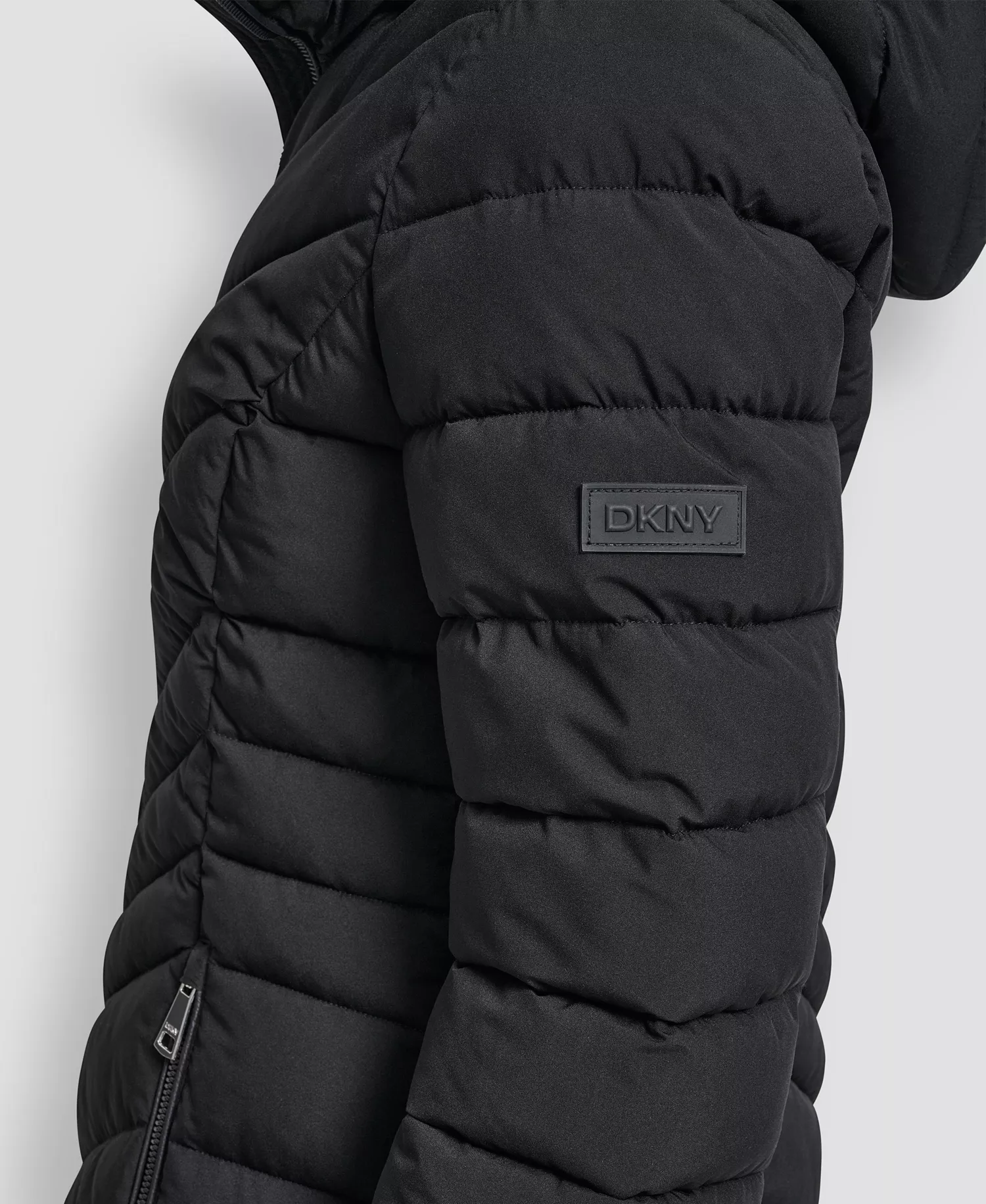 Women's Chevron Stand Collar Coat - Black - L