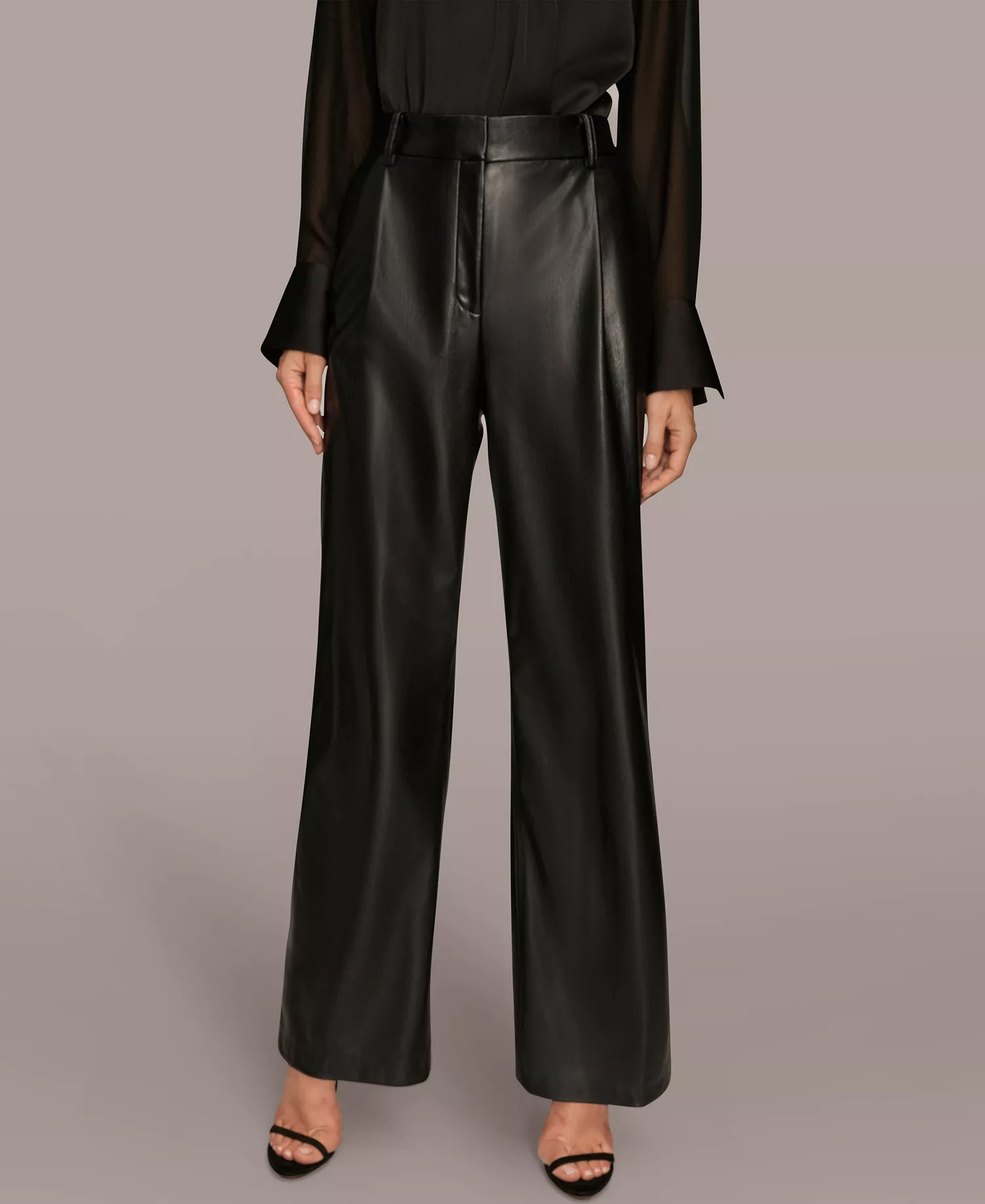 Women's Pleated Straight Pants - Black - 10