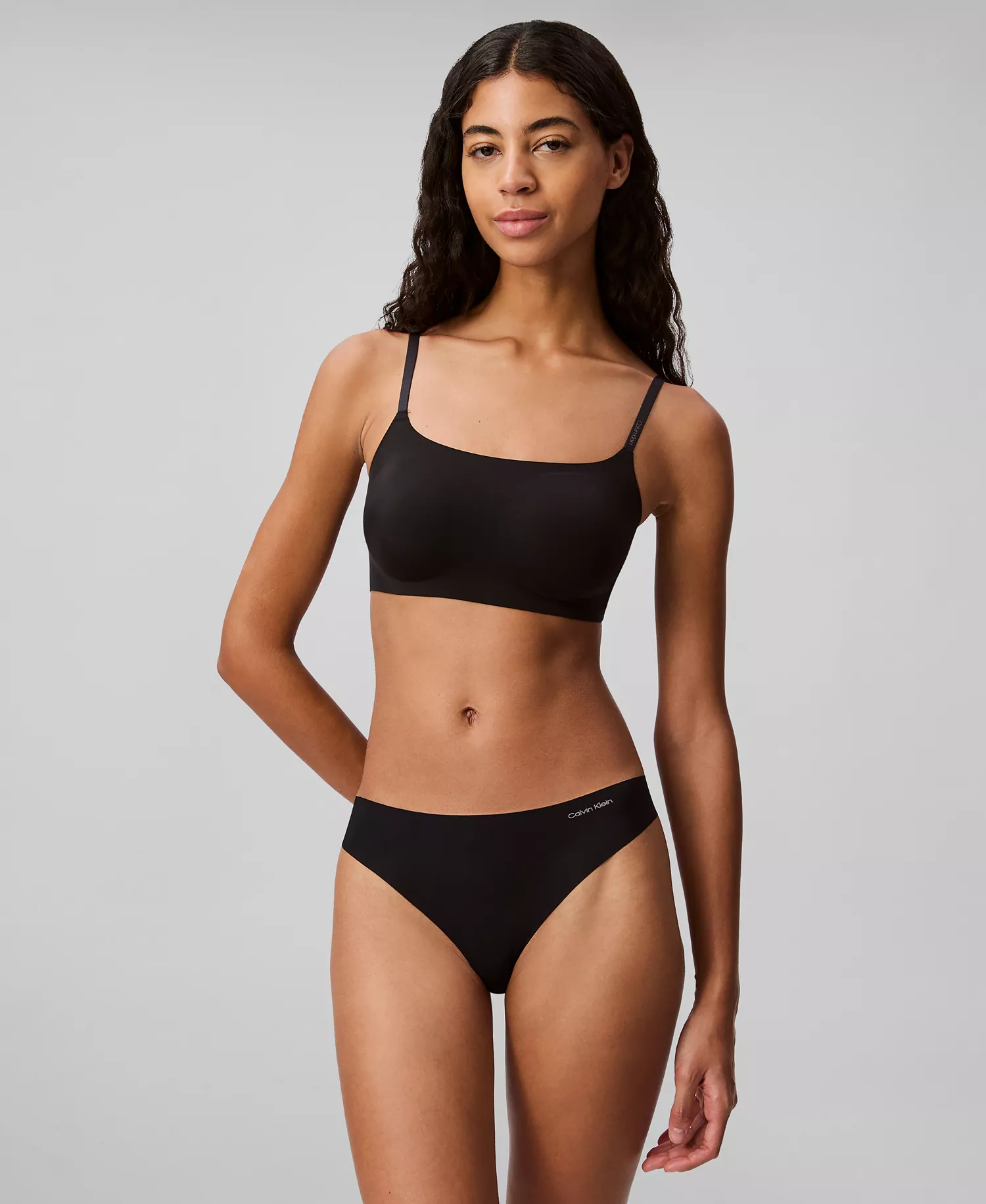 Women's Invisibles Microfiber Stretch Thong Underwear-D3428 - Black - L