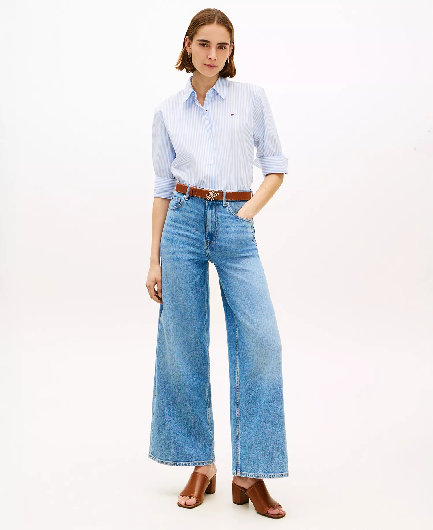 Women's Wide-Leg High-Waist Jeans - Bay Blue - 10