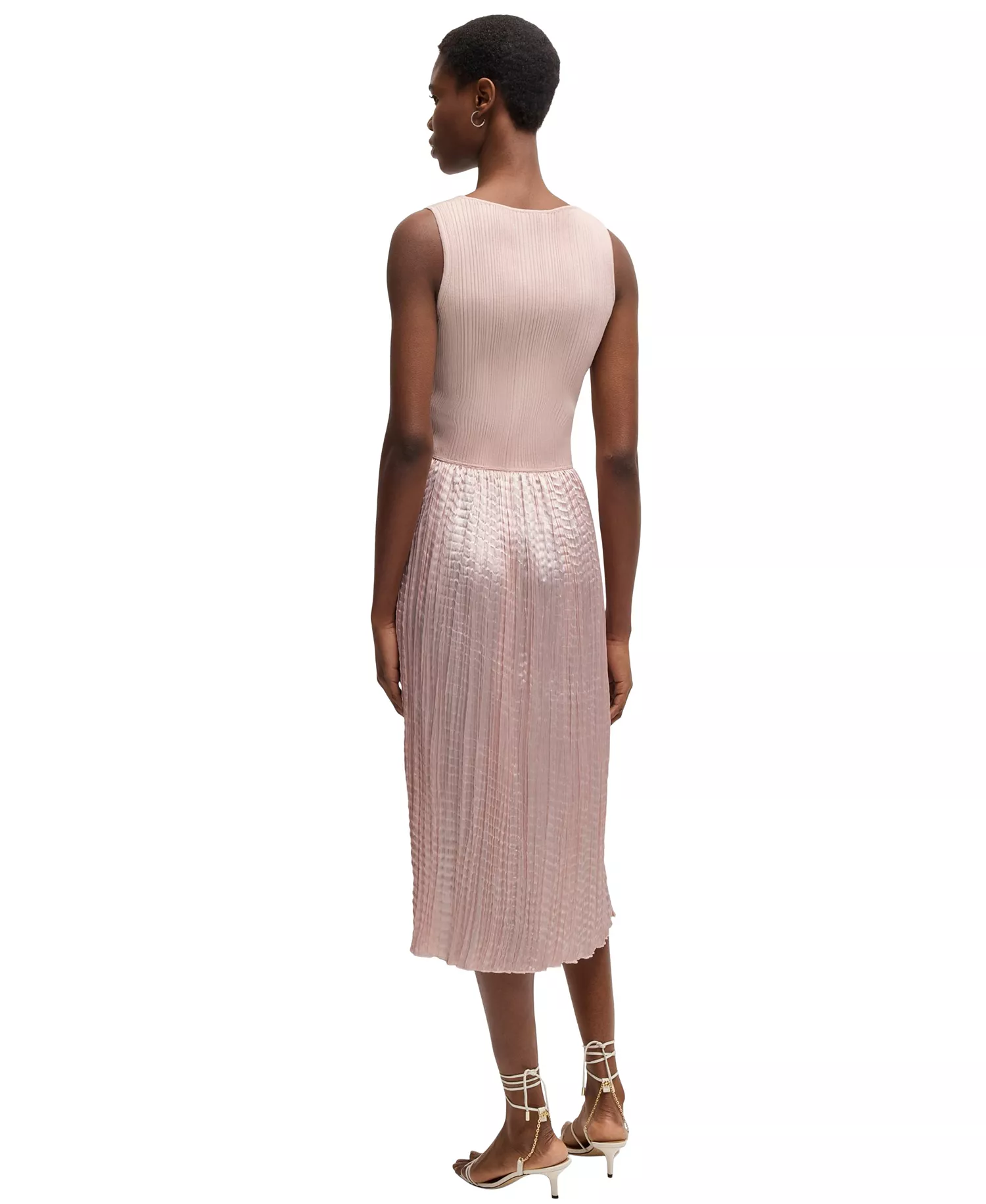 Women's Structured Knitted Dress - Open Pink - L
