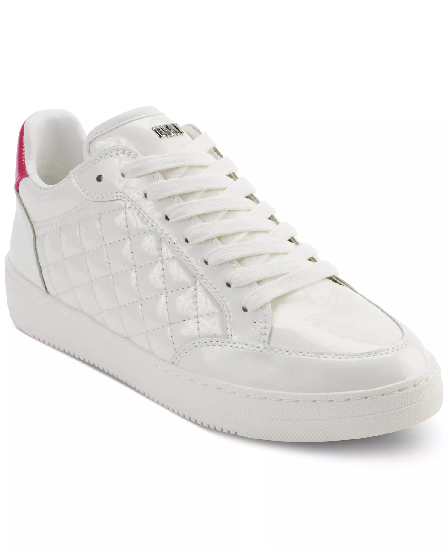 Women's Oriel Quilted Lace-Up Low-Top Sneakers - White/ Beetroot - 7M