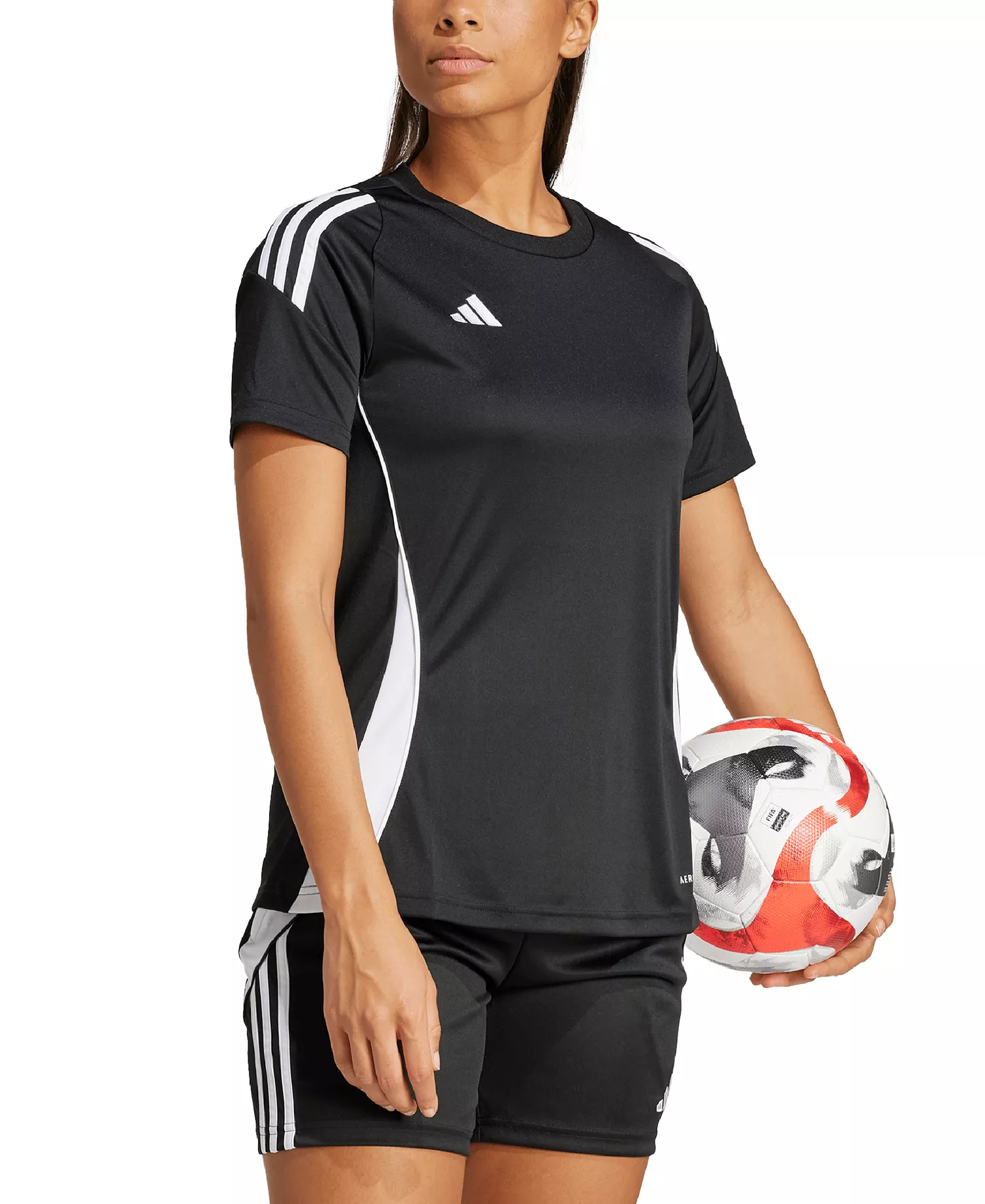 Women's Tiro 24 Jersey Top  - Black/white - L
