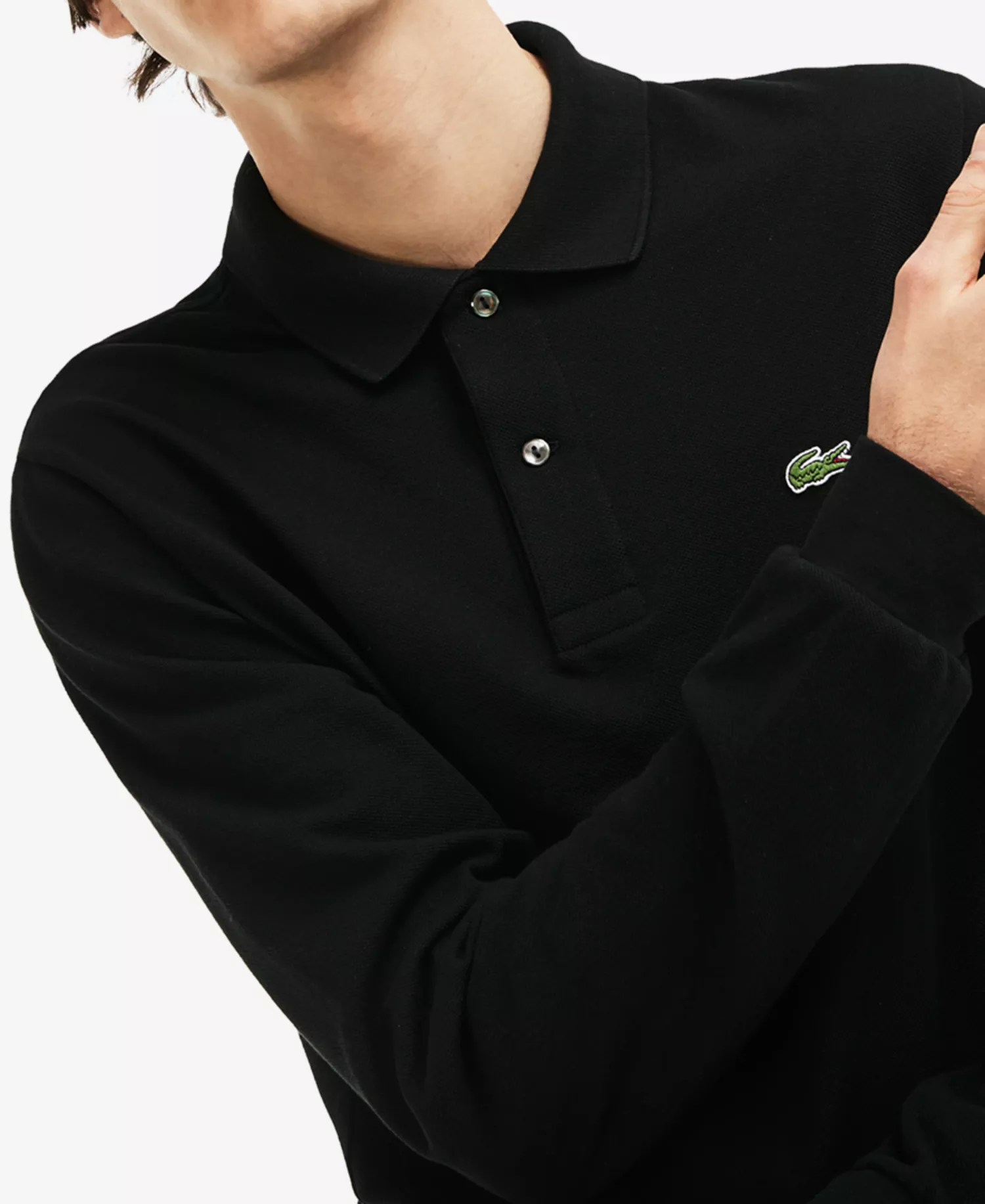 Men's Classic Fit Long-Sleeve Polo Shirt - Black - 2XL