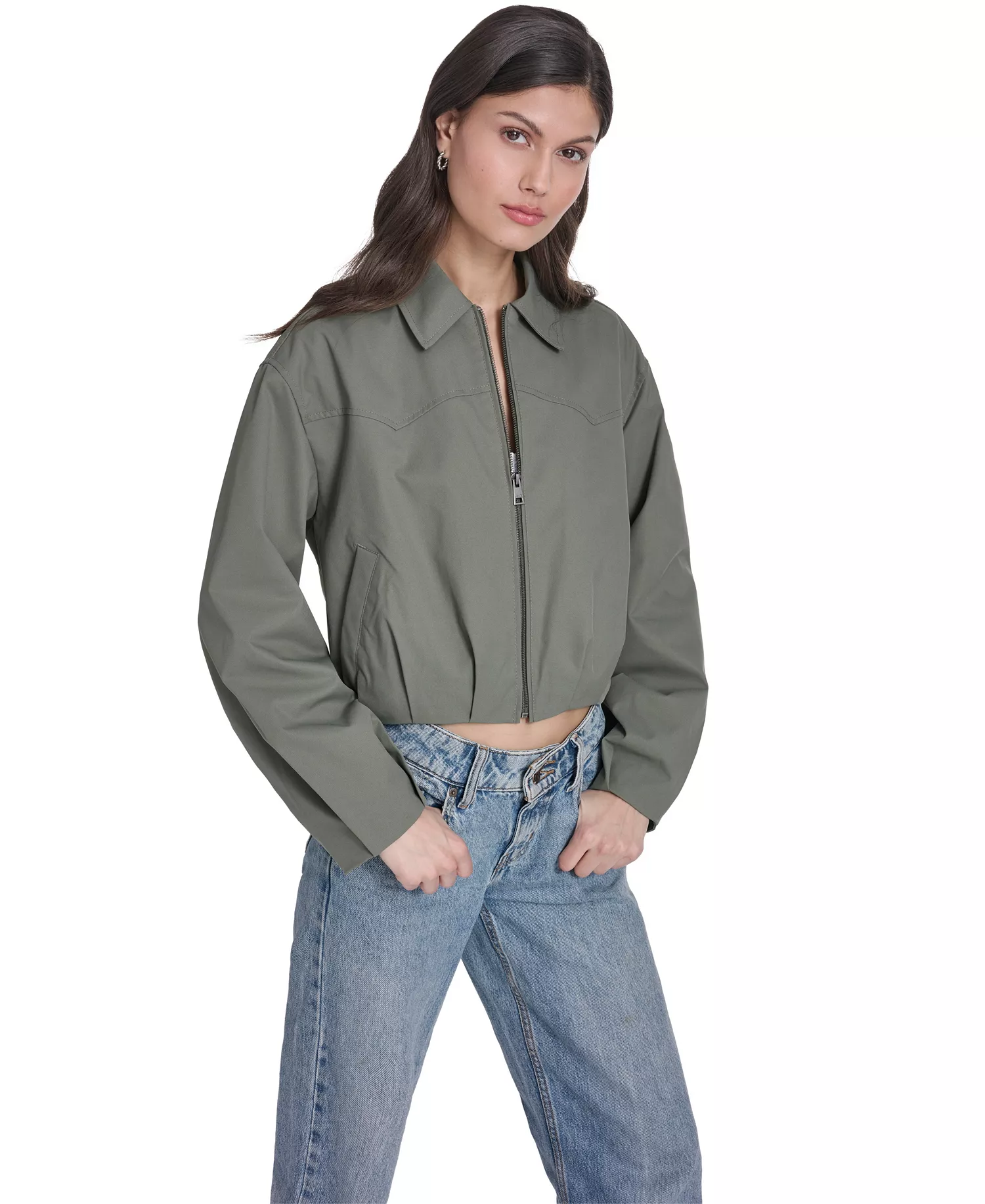 Women's Bubble Hem Bomber Jacket - Sage - L