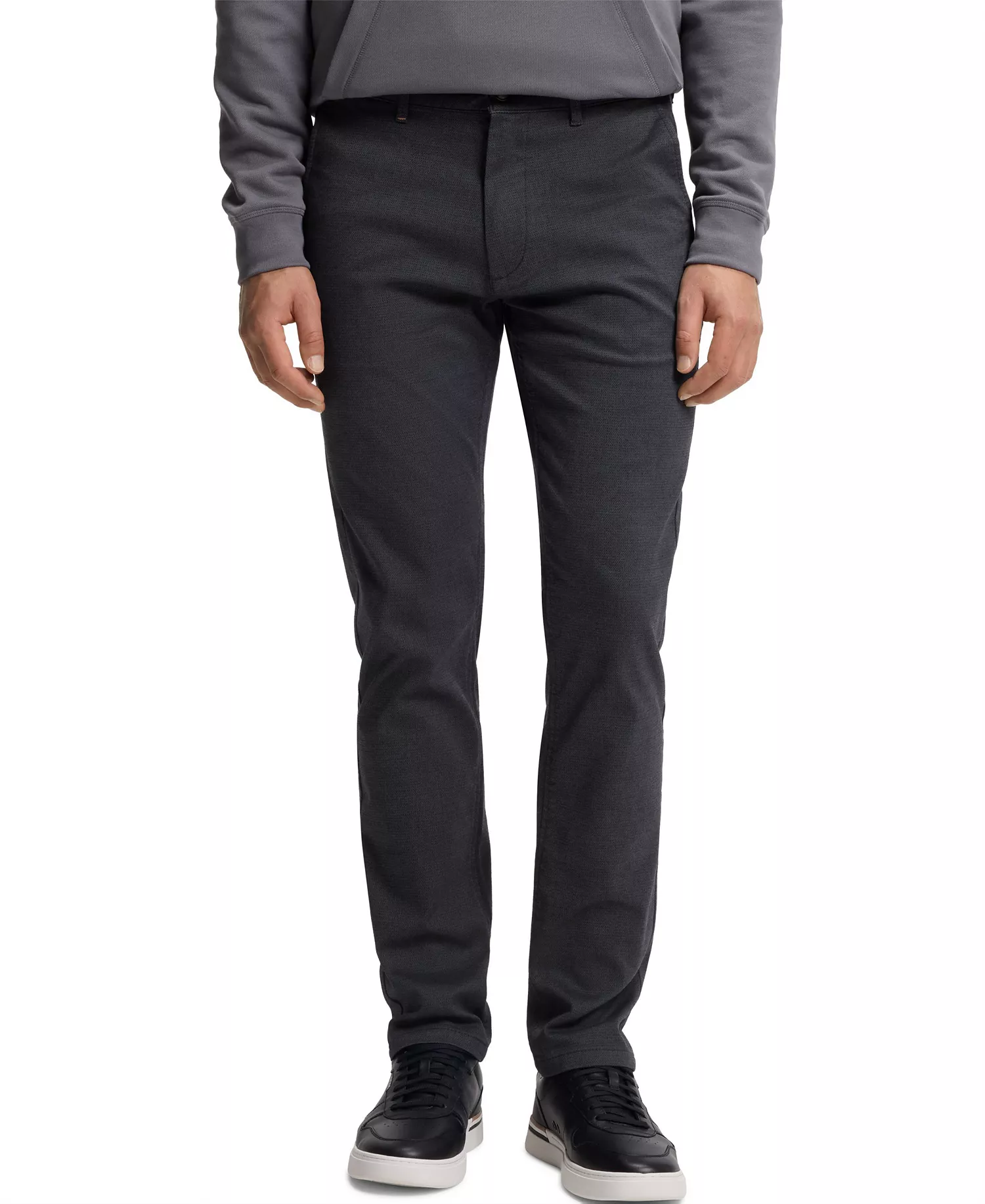 Men's Patterned Stretch Fabric Slim-Fit Pants - Dark Blue - 30x32