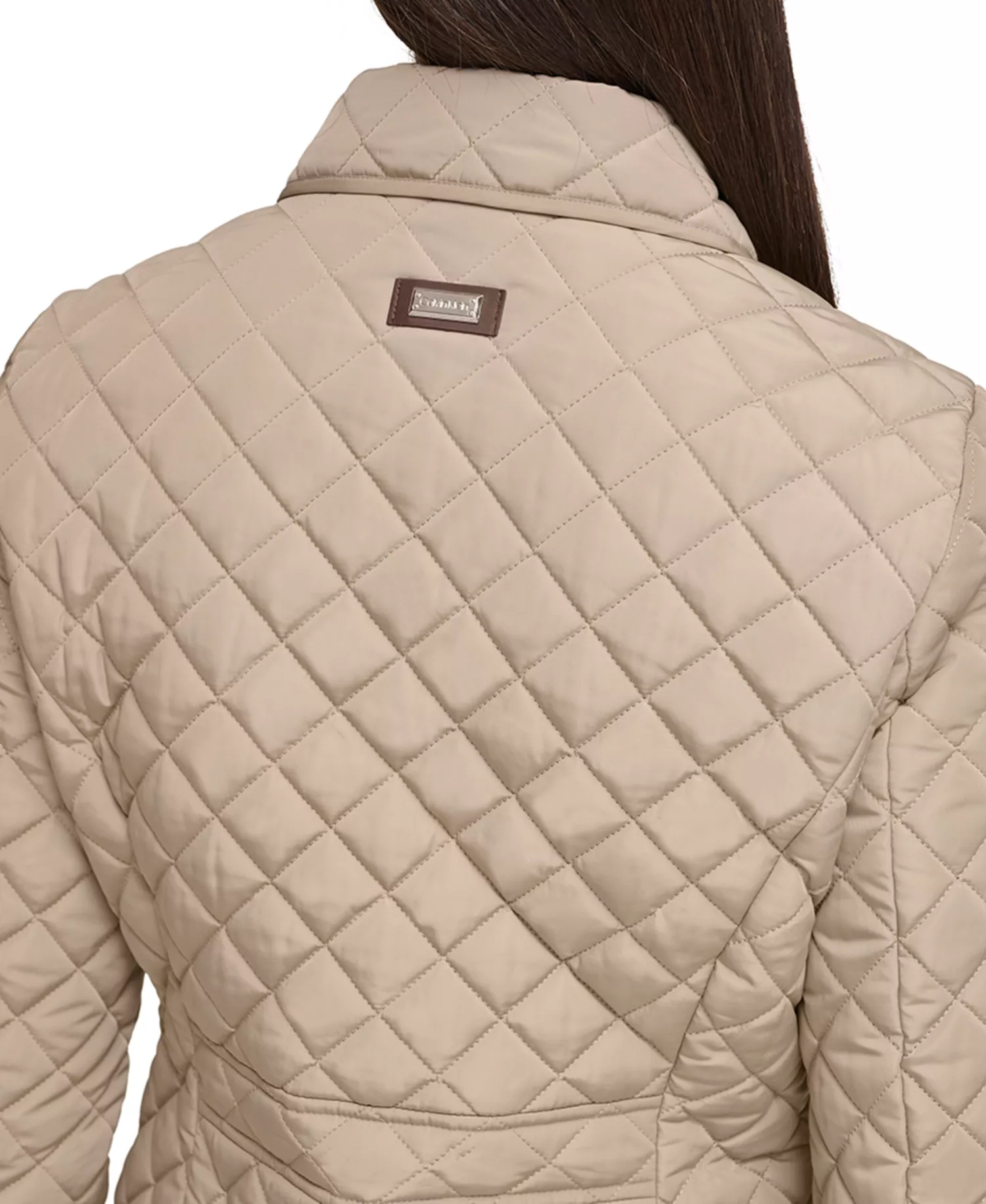 Womens Collared Quilted Coat - Birch - L