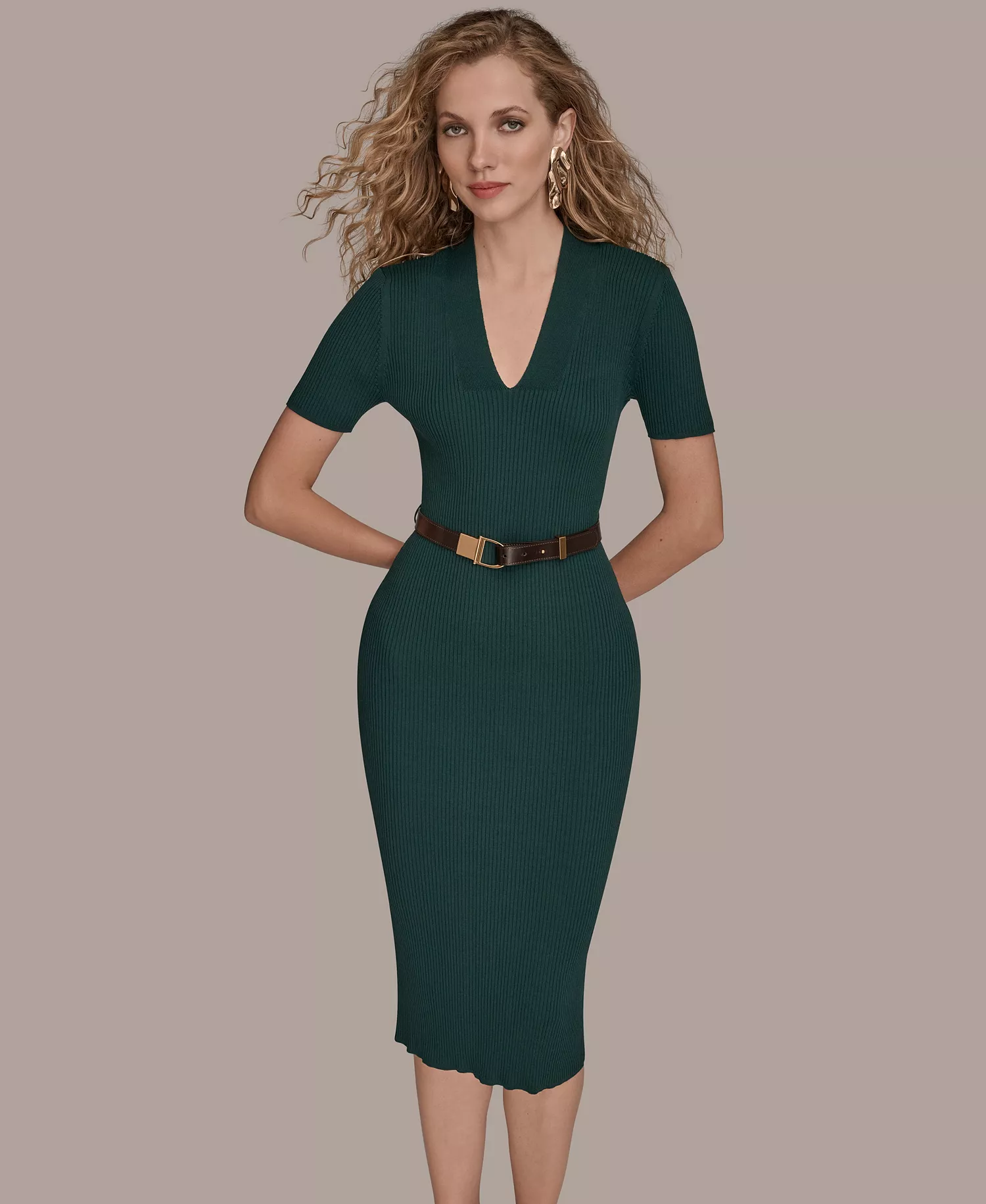 Petite Sweater Short Sleeve Midi Dress - Hudson - P/L