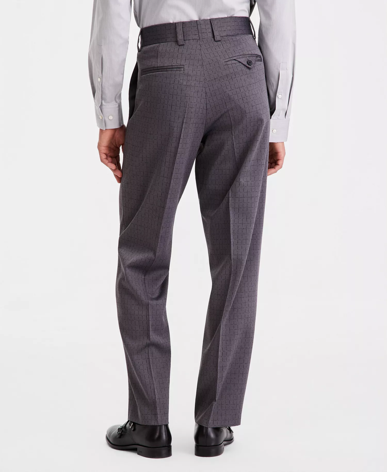 Men's Modern-Fit Wool-Blend Suit Separates Pants - DK GY - 30R