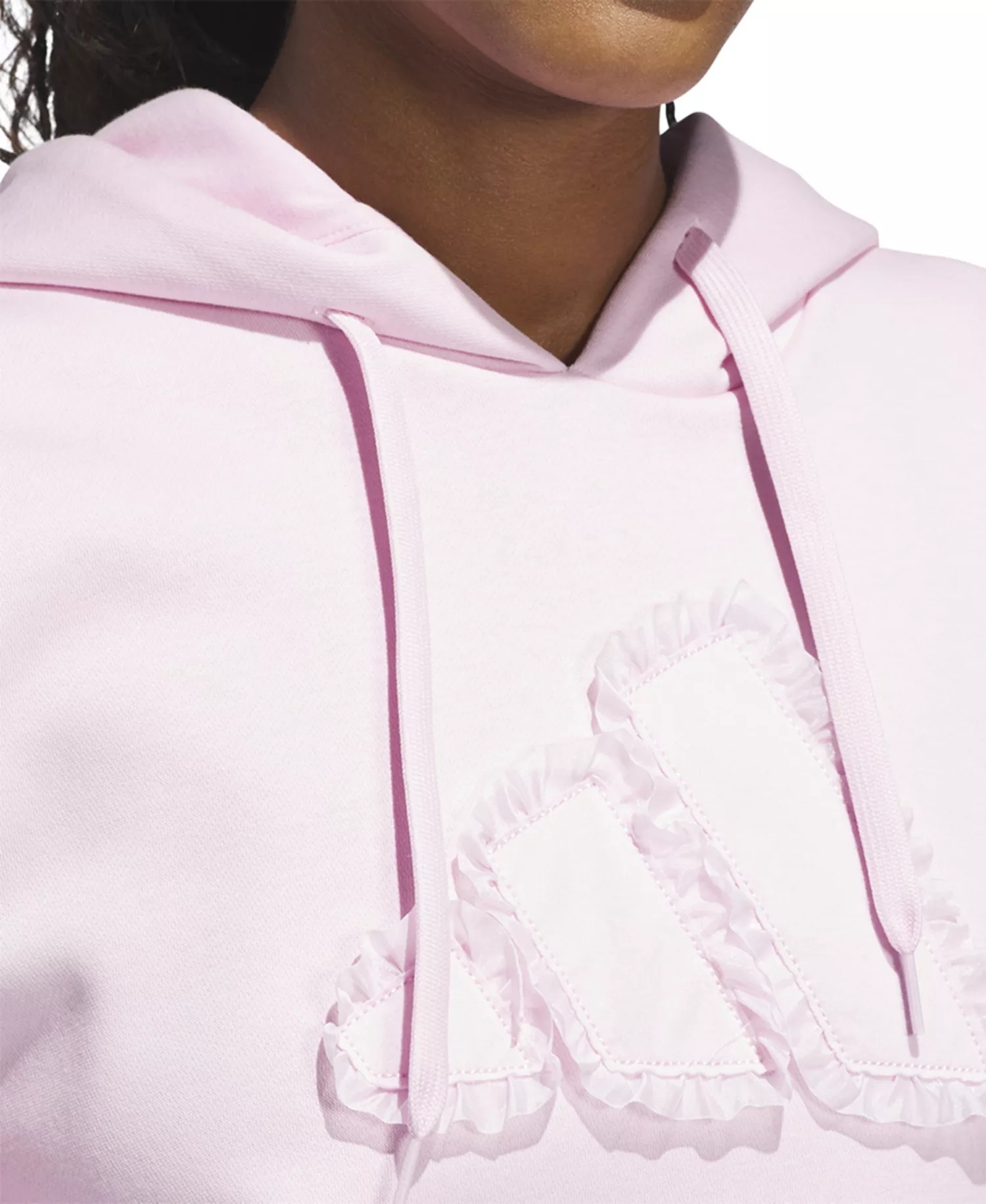 Seasonal Essentials Ruffled Big Logo Graphic Hoodie - Clear Pink - M