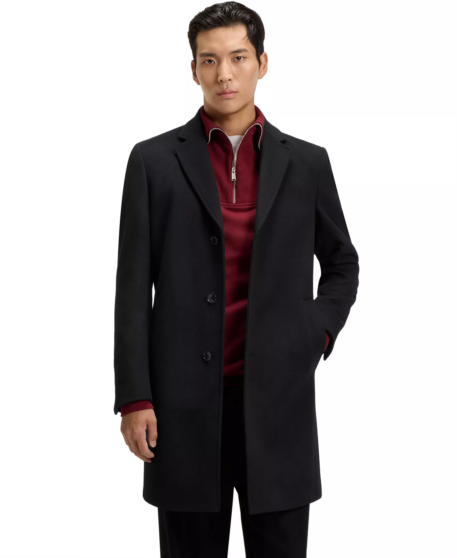 Men's Wool Blend Formal Coat - Black - 40R