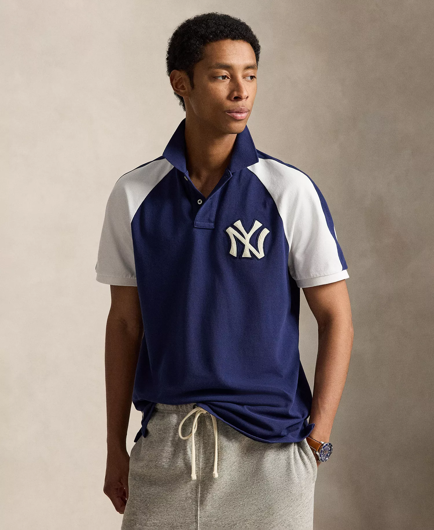 Men's Raglan Short-Sleeve Polo Shirt - Dark Cobalt/Deckwash White - 2XL