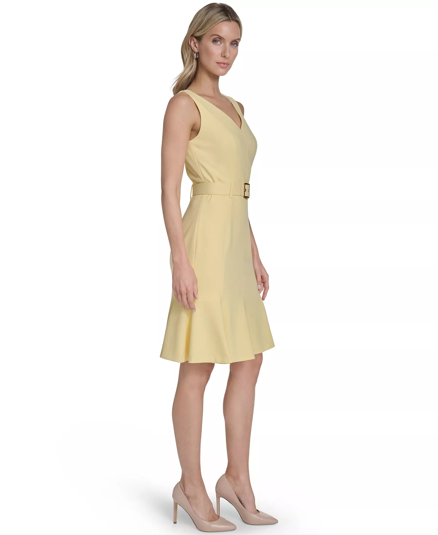 Petite Sleeveless Scuba Crepe Dress - Lemon Ice - 0P
