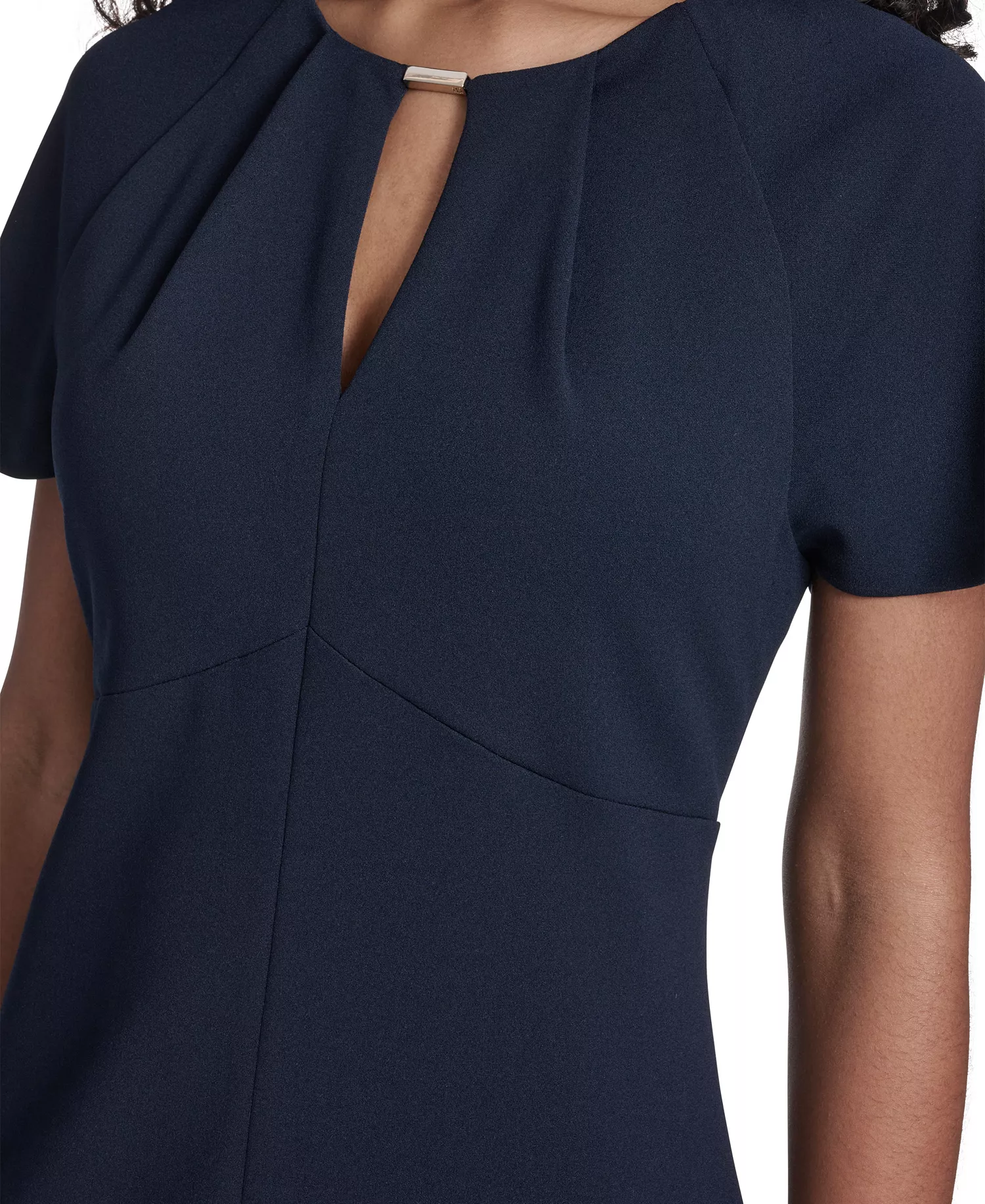 Women's Key-Hole Neck Midi Dress - Sky Captain - 10