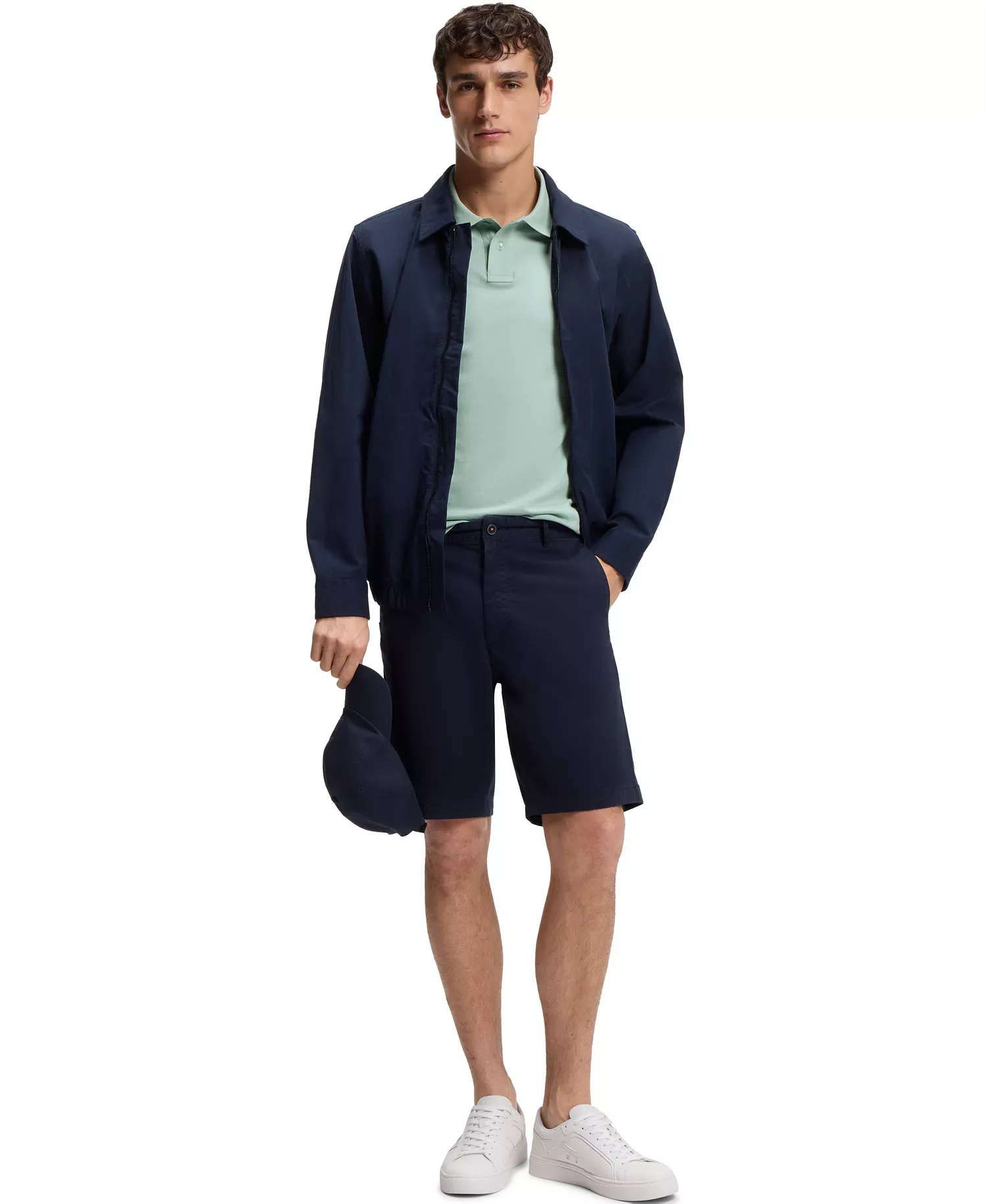 Men's Stretch-Cotton Slim-Fit Polo Shirt - Aqua - 2XL