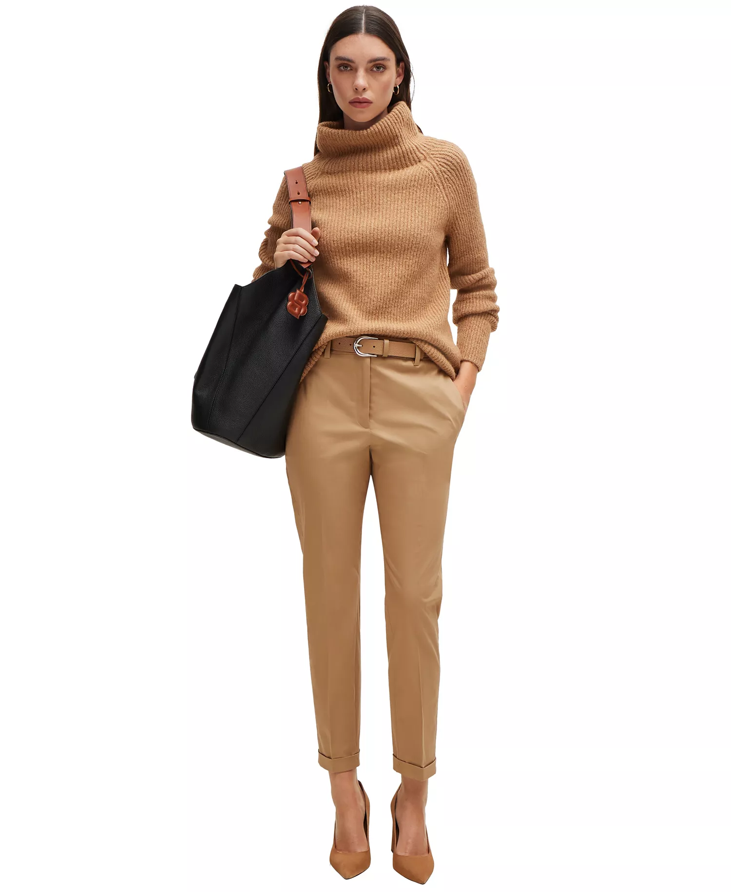 Women's Stretch-Cotton Twill Regular-Fit Pants - Medium Beige - 12