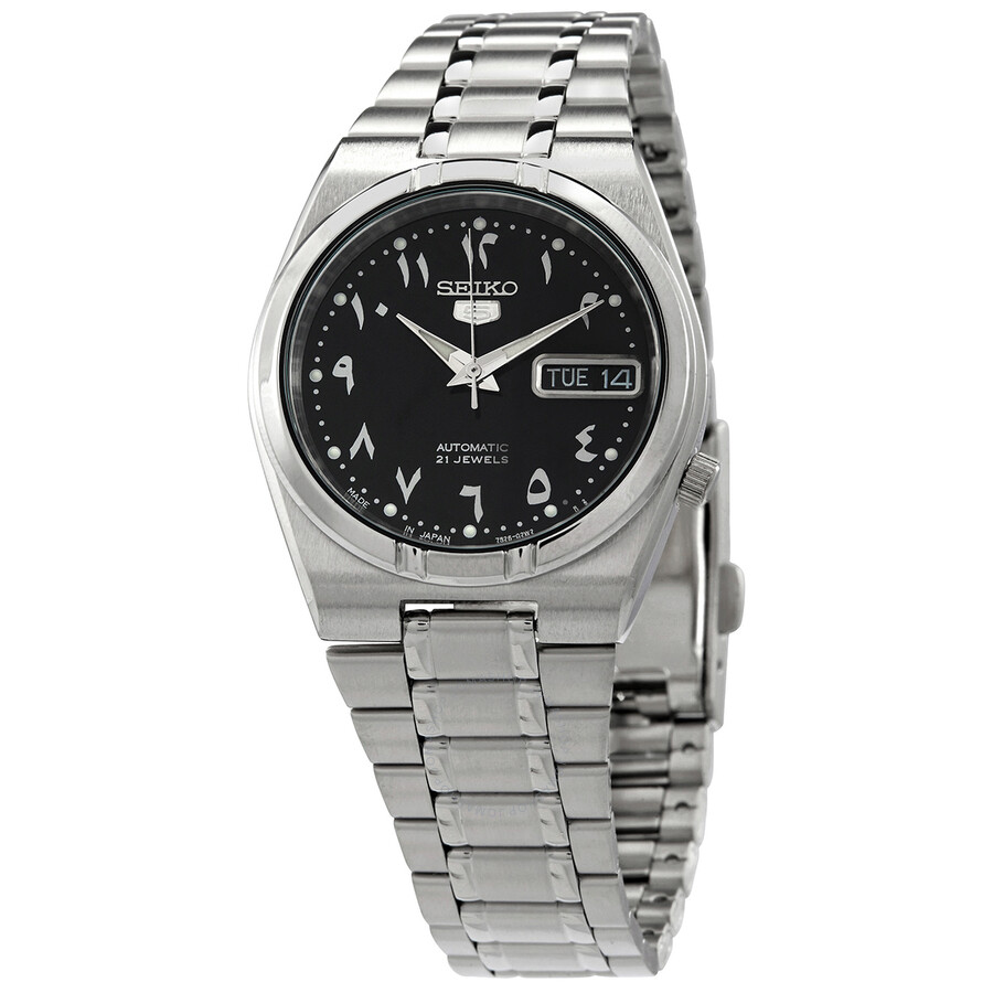 Seiko 5 Automatic Black Arabic Dial Stainless Steel Men's Watch