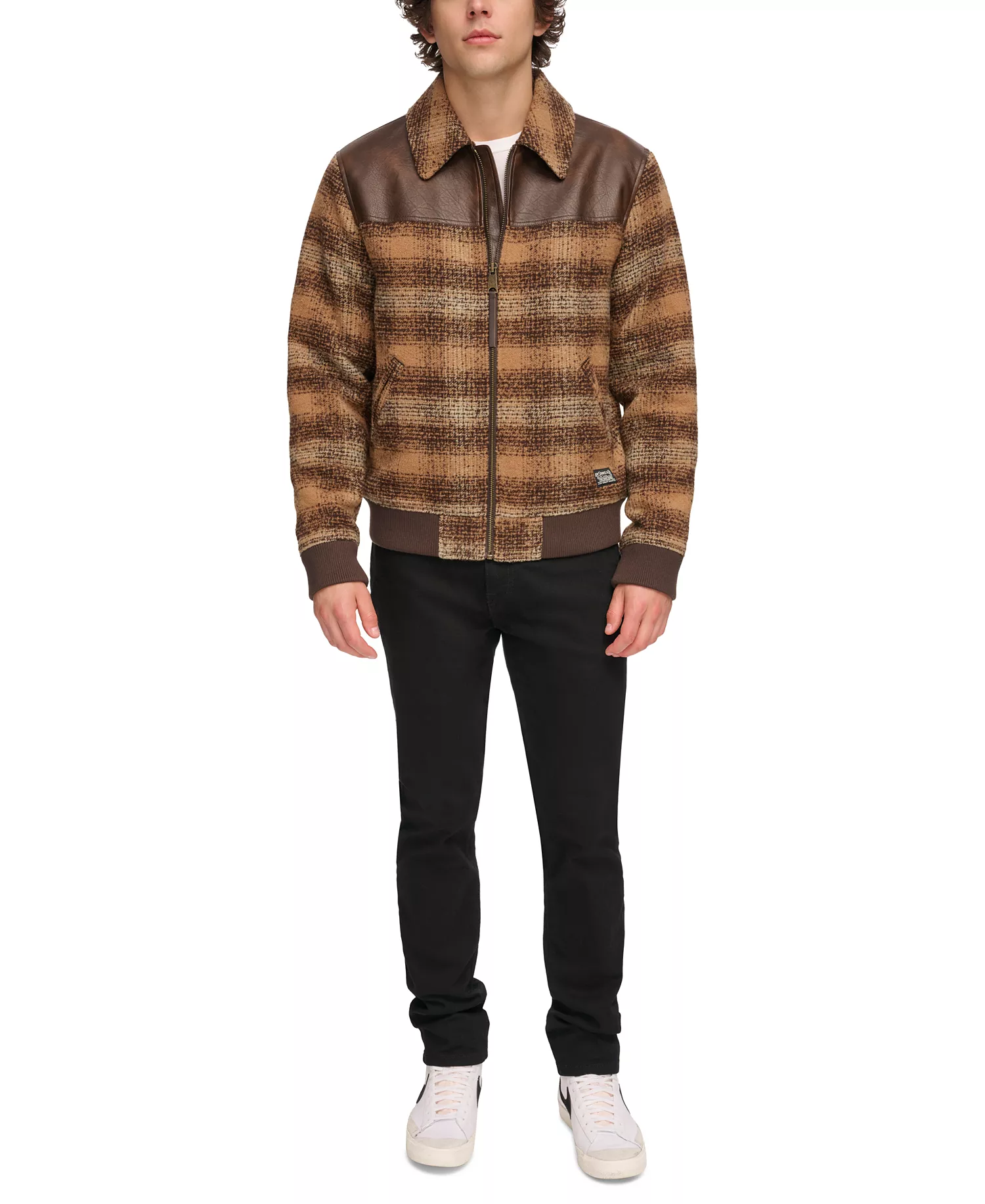 Men's Plaid Bomber Jacket - Brown Multi - 2XL