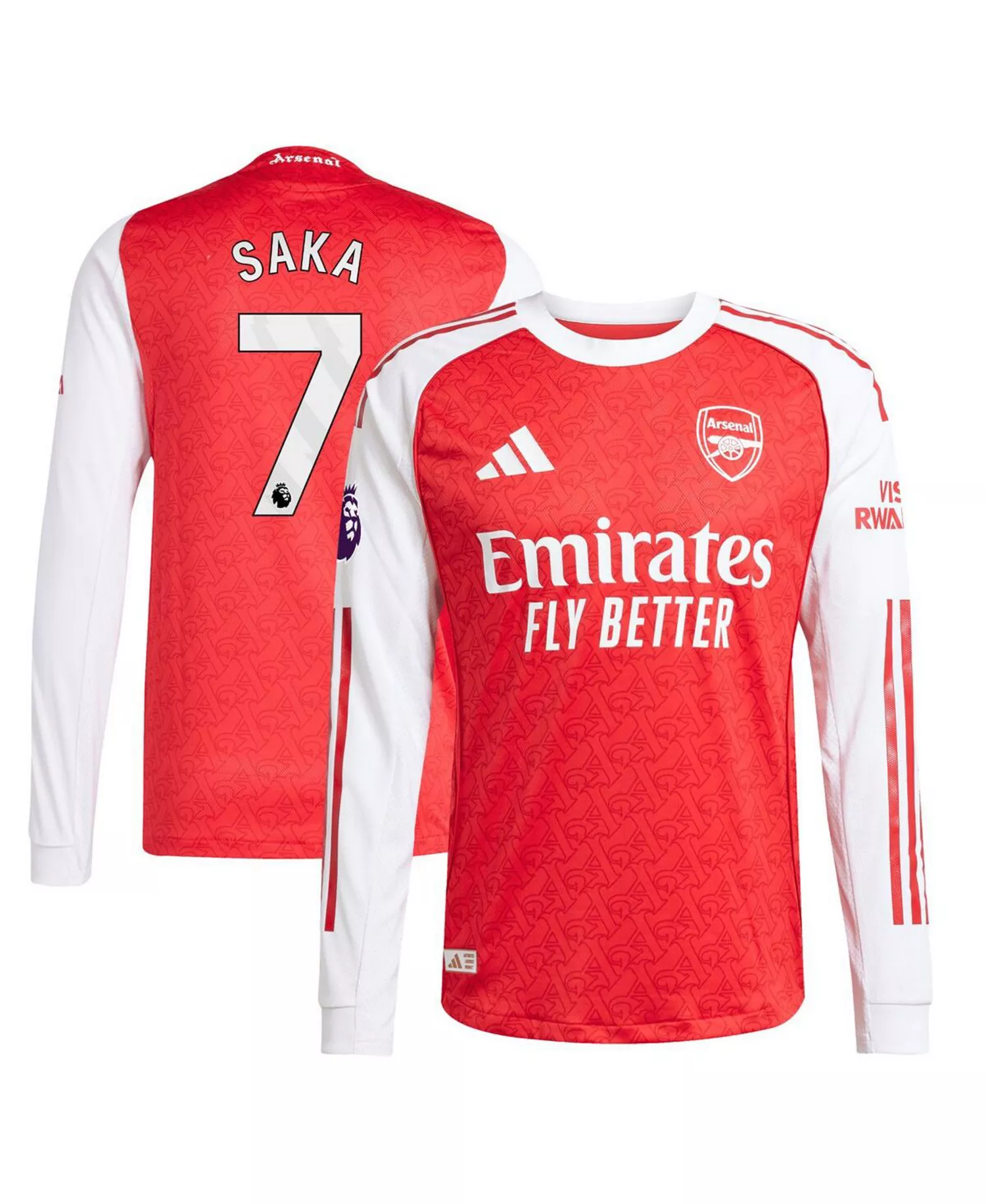 Men's Bukayo Saka Red Arsenal 2025/26 Home Authentic Long Sleeve Player Jersey - Red - 2XL