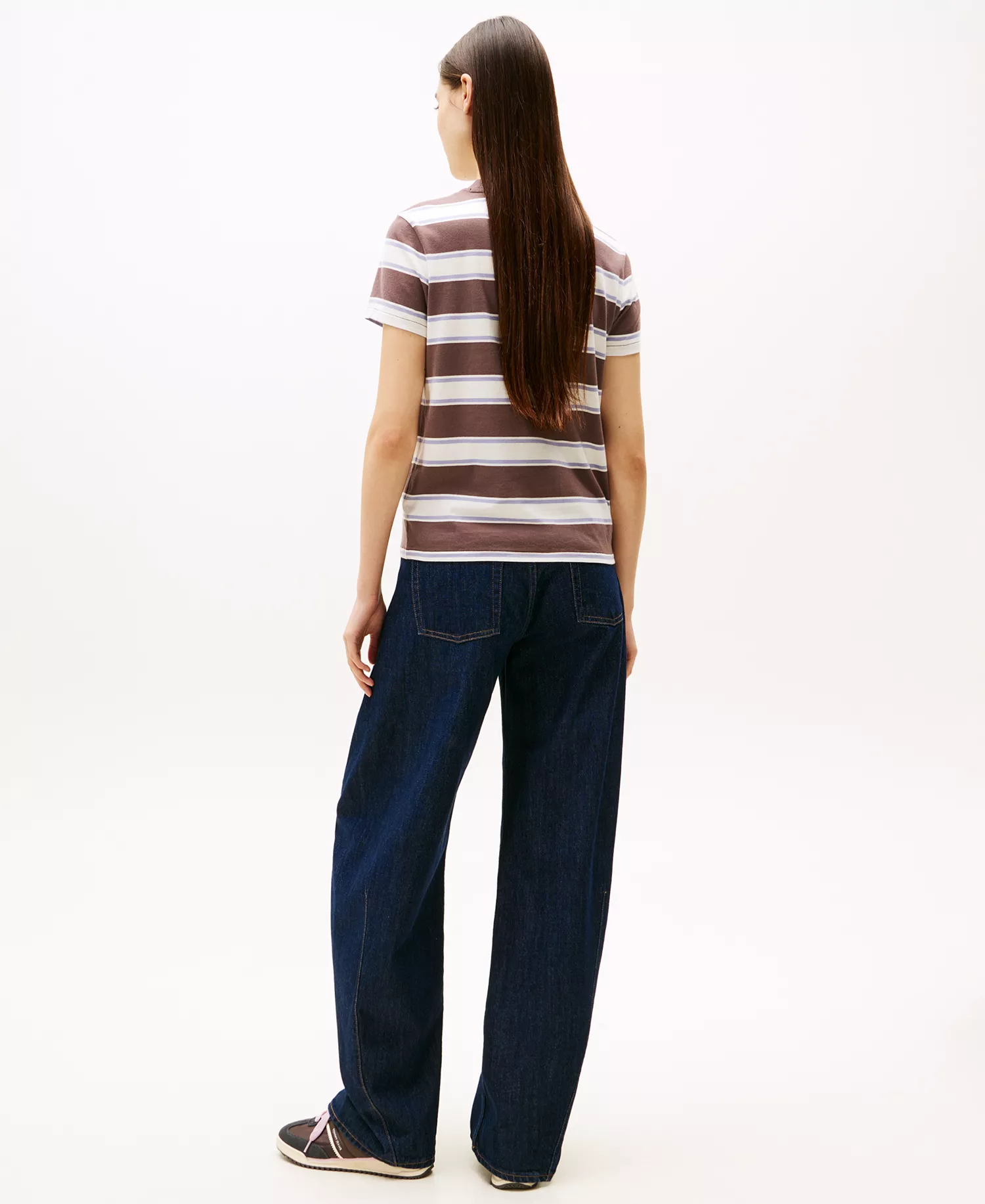 Women's Flag Jersey Crewneck T-Shirt - Black Walnut / Multi Stripe - S