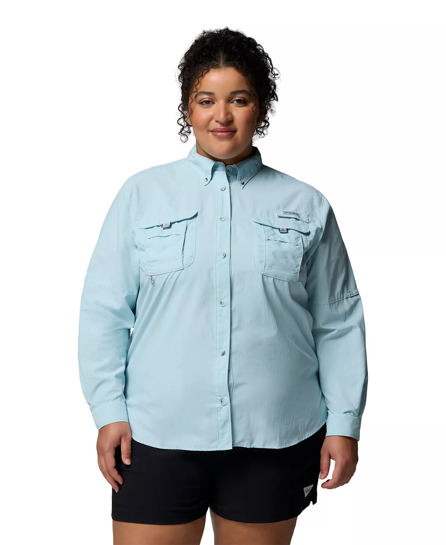 PFG Plus Size Long-Sleeve Outdoor Shirt - Marine Light - 1X