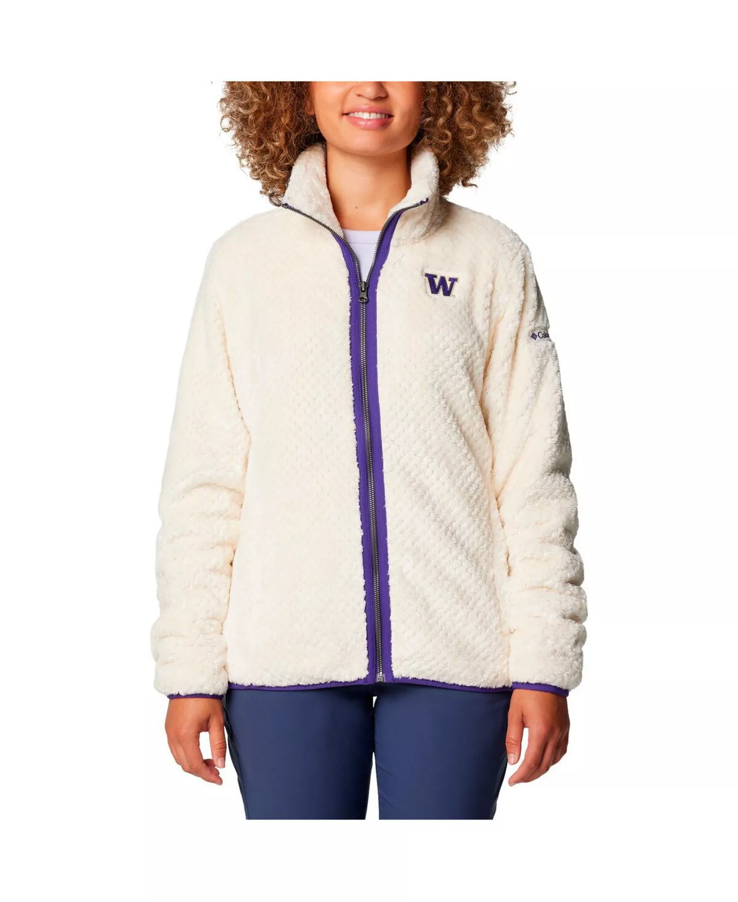 Women's Cream Washington Huskies Fireside II Sherpa Full-Zip Jacket - Cream - XXL
