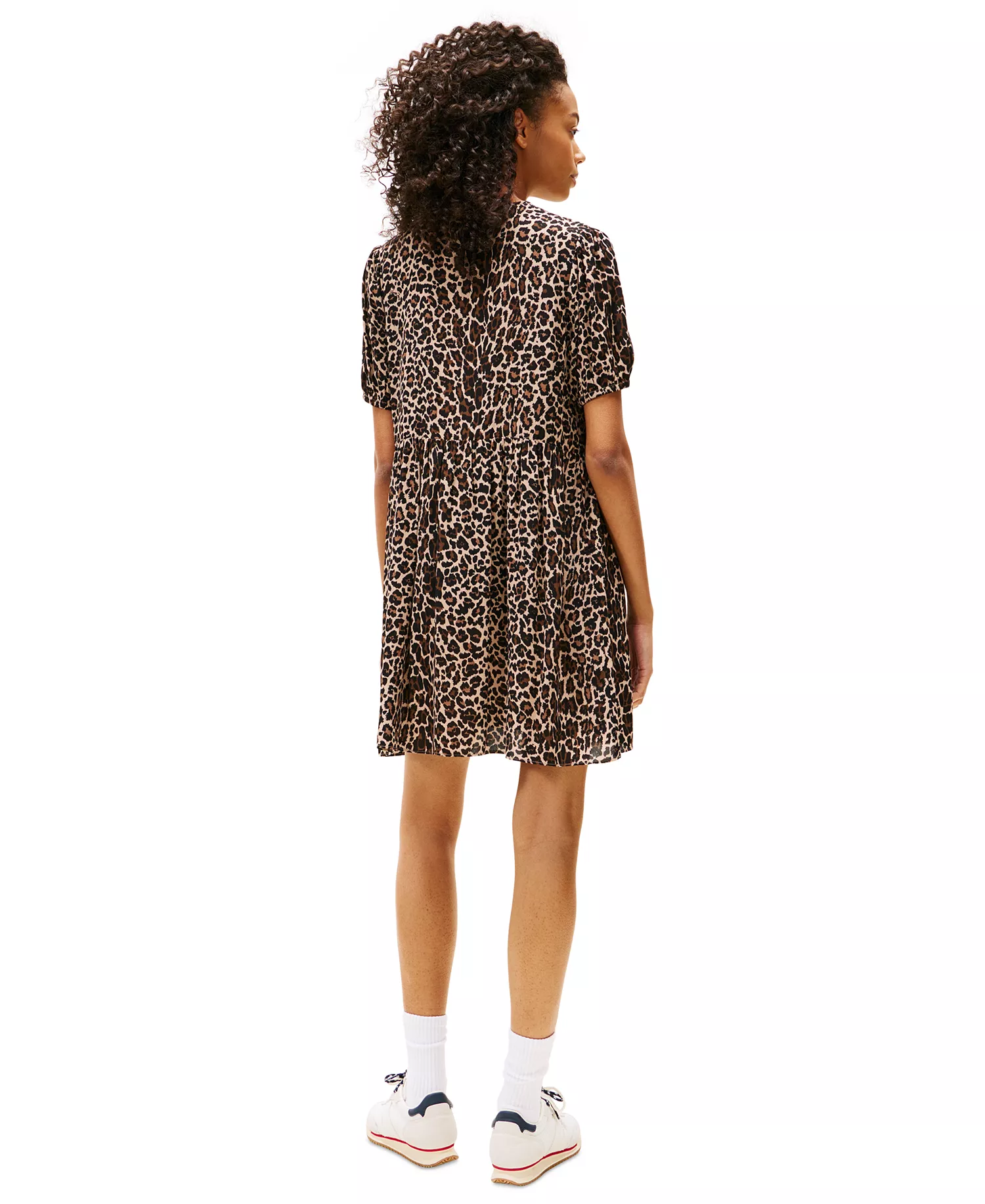 Women's Leopard-Print Tie-Front Mini Dress - Leopard Print - L