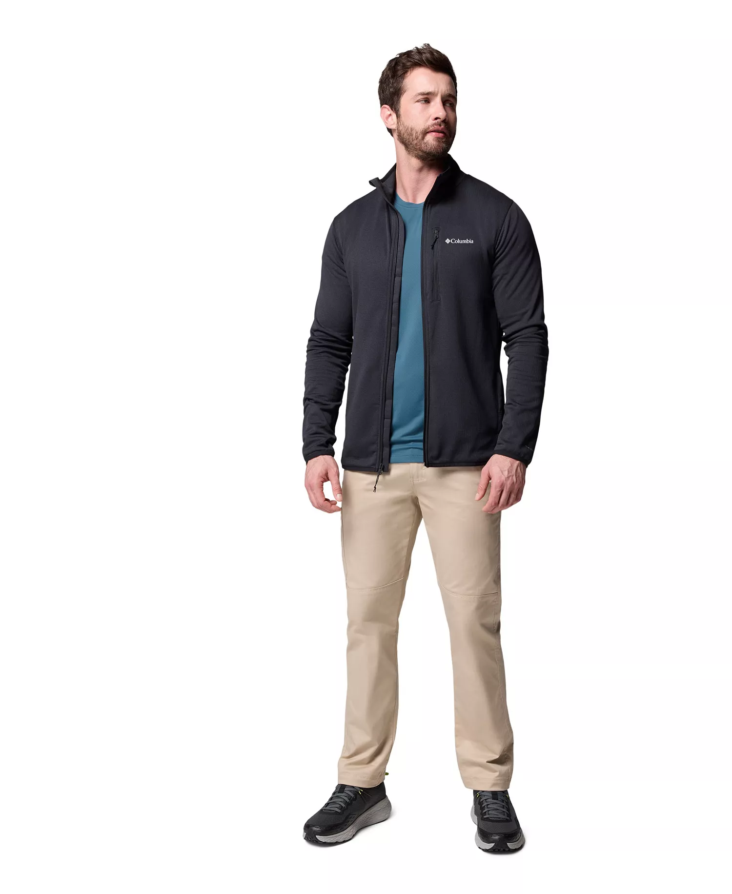 Men's Essential Hike Grid Fleece Full Zip Jacket - Black - XS