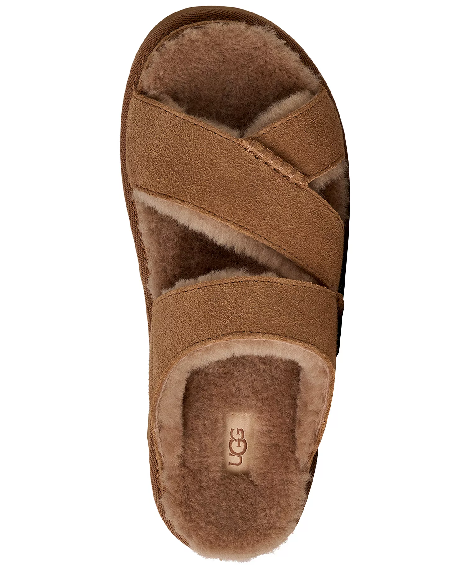 Women's Greenport Cross Strap Open Toe Slide Sandals - Chestnut - 10M