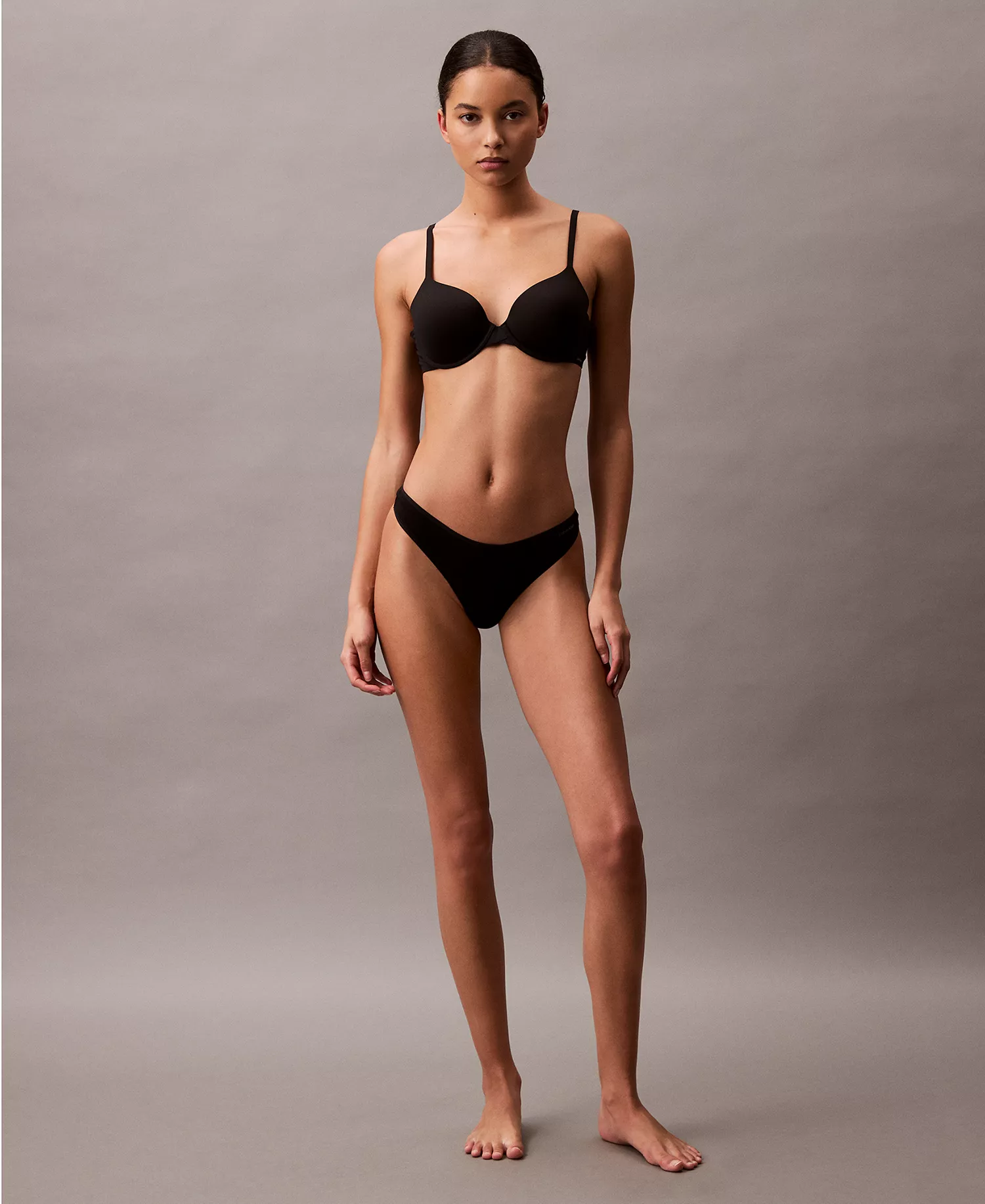 Women's Ideal Cotton Thong Underwear QD5124 - Black - L