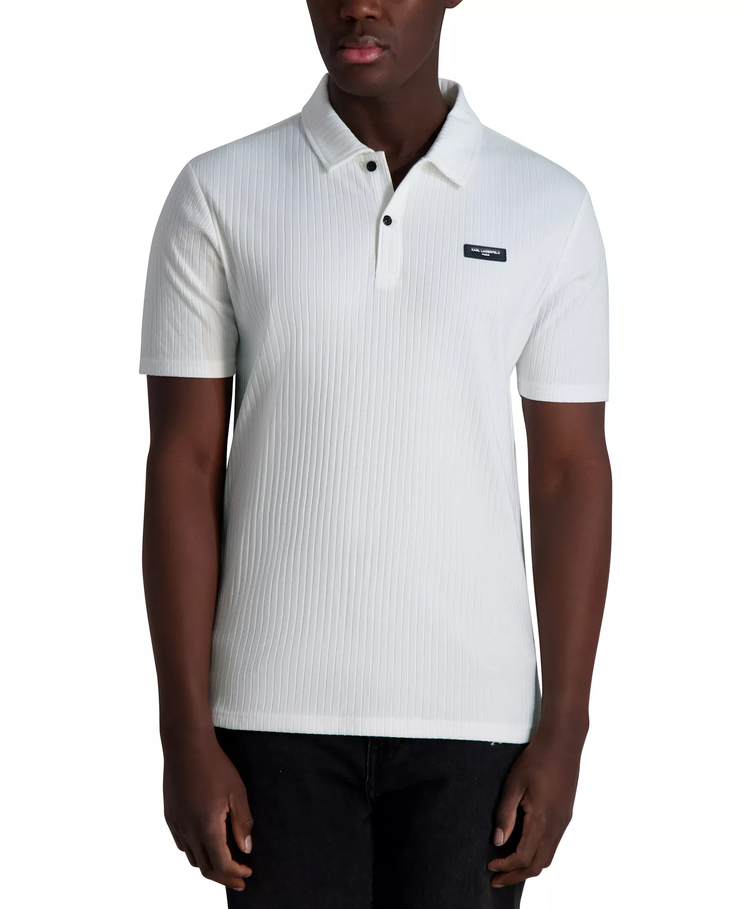 Men's Short Sleeve Ribbed Polo Shirt - Natural - L