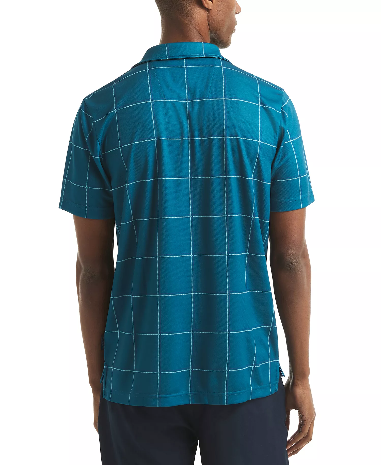 Men's Short Sleeve Windowpane Golf Polo Shirt - Blue Coral - 2XL