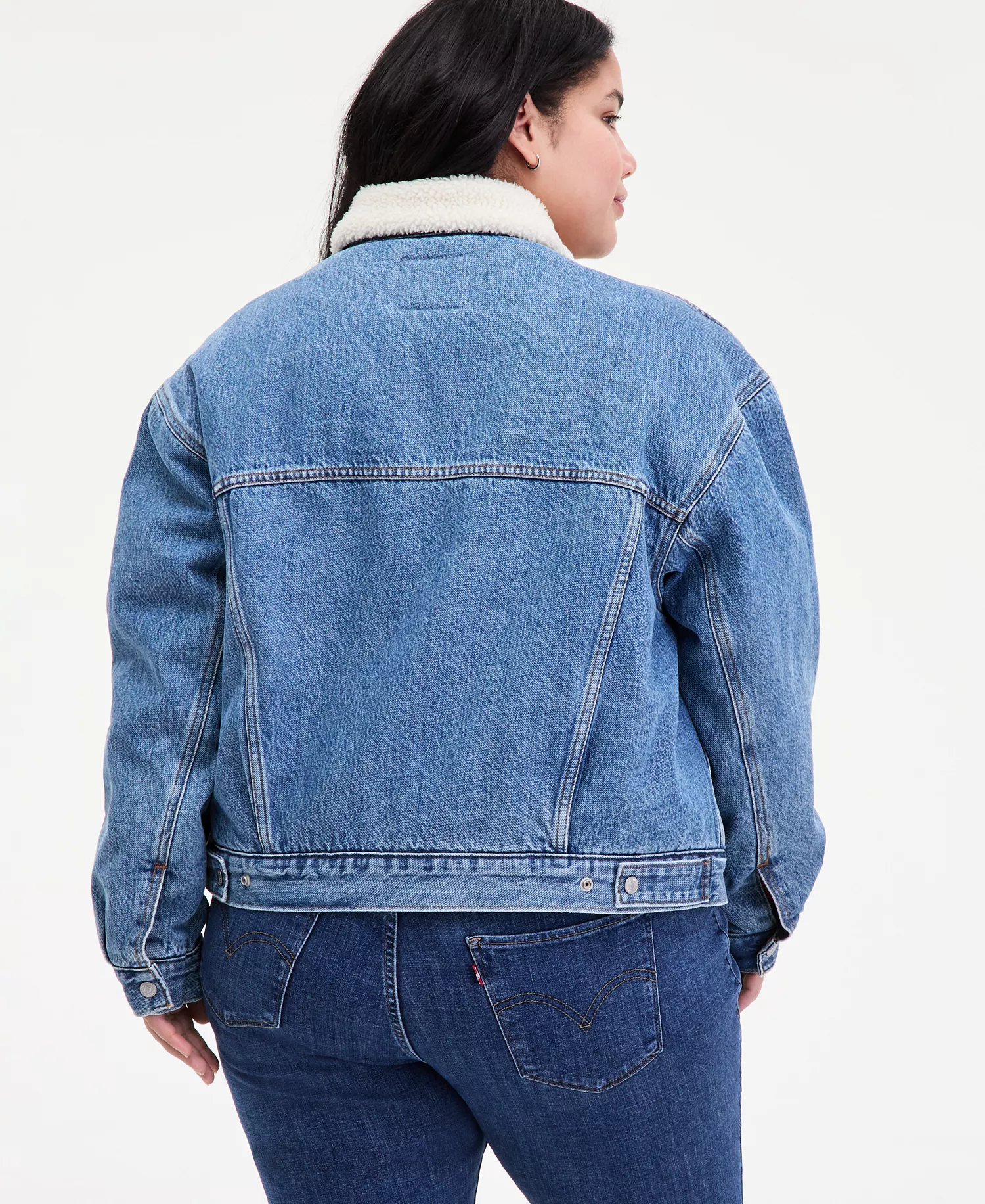Plus Size '90s Sherpa Cotton Long-Sleeve Trucker Jacket - Inner Adventure - 1X