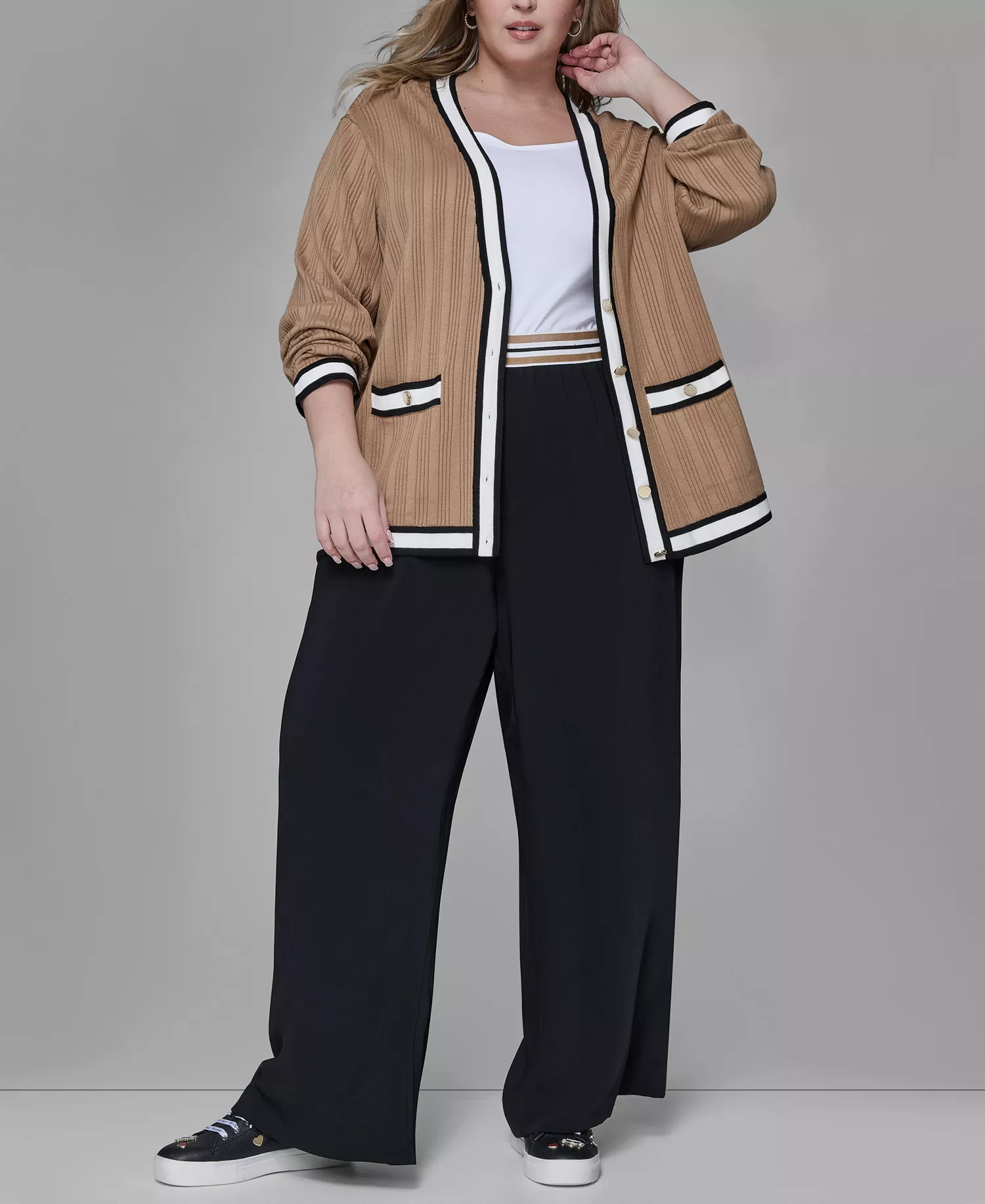 Women's Plus Size Wide Leg Pants - Black - 0X